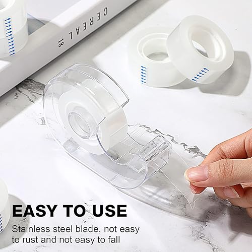 Miniatura 3 de Pasimy Juego de 32 cintas transparentes a granel con dispensadores recargables, cinta transparente de 0.7 pulgadas, cinta adhesiva invisible