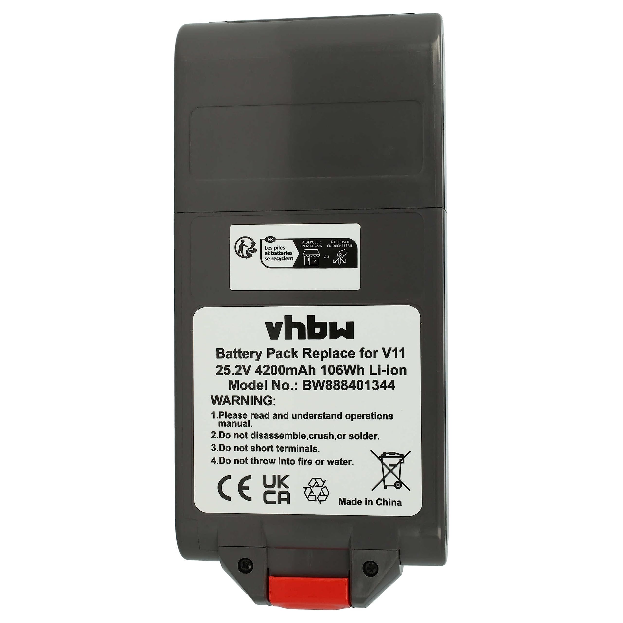 vhbw Batería Compatible con Dyson V15 Detect, V15 Detect Absolute Extra aspiradora Gris Oscuro (4200 mAh, 25,2 V, Li-Ion)