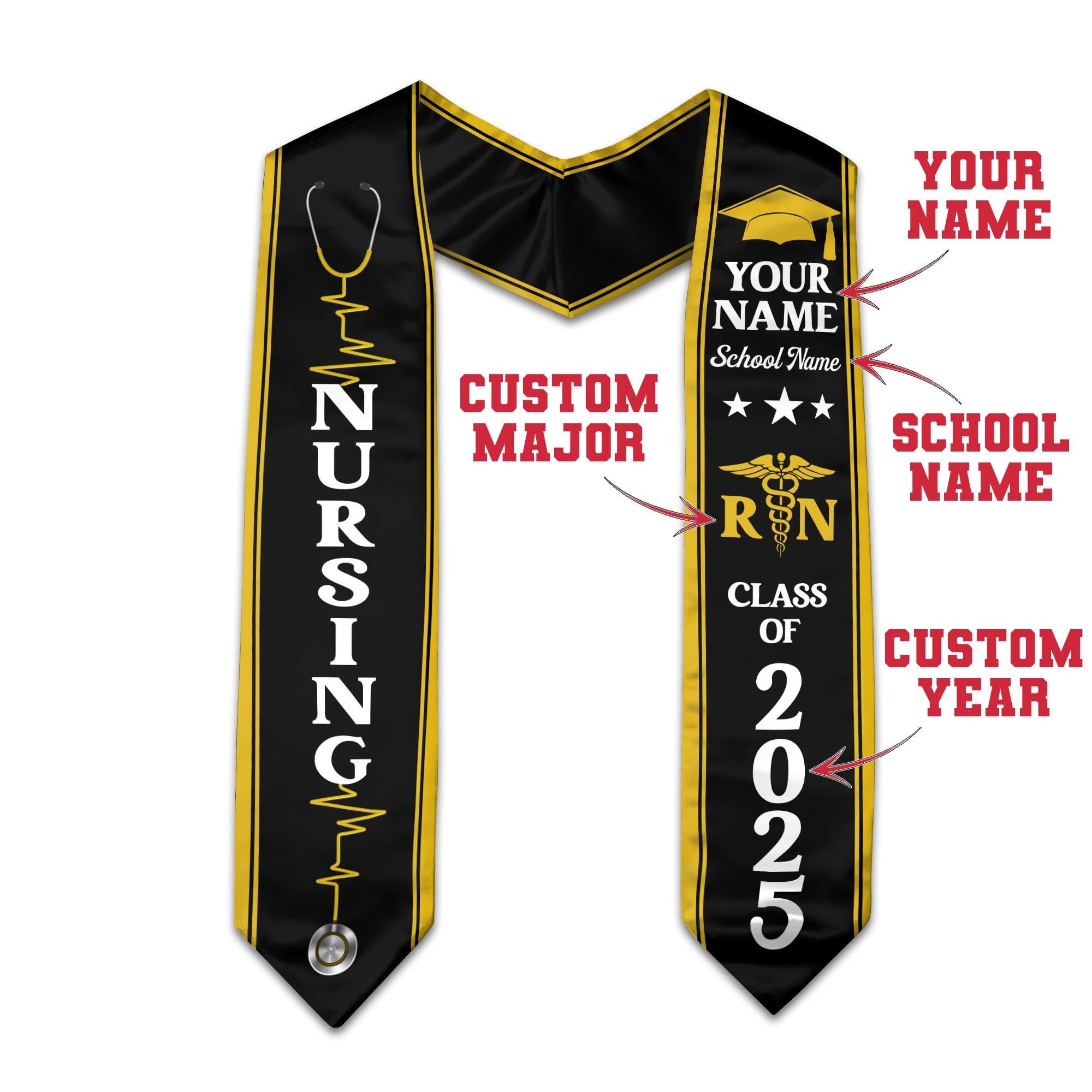 Customized Nursing Stole, RN NICU Stole Graduation 2025 Nursing Sash Medical Graduate Nurse Class of 2025 (N1)
