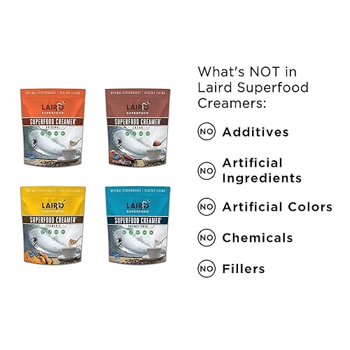Vista 111 de Laird Superfood Creamer - Crema en polvo con sabor a chocolate y menta para el café, bolsa de 8 onzas