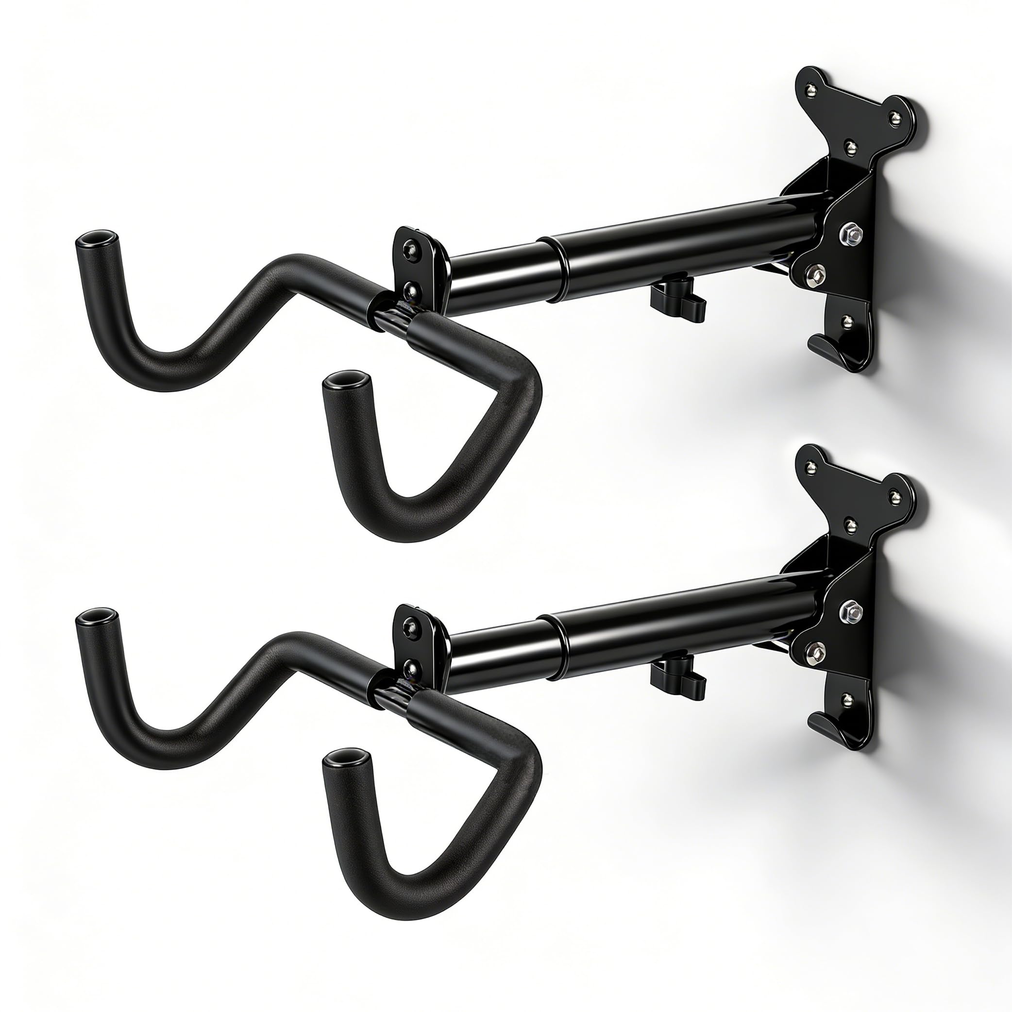 Yeakmoce 2 Bike Wall Mount Hanger, Horizontal Bike Rack, Adjustable Distance And Angle, Holds Up To 25Kg, Bicycle Rack For Road, Mountain And Hybrid Bikes In Garage Apartment & Home