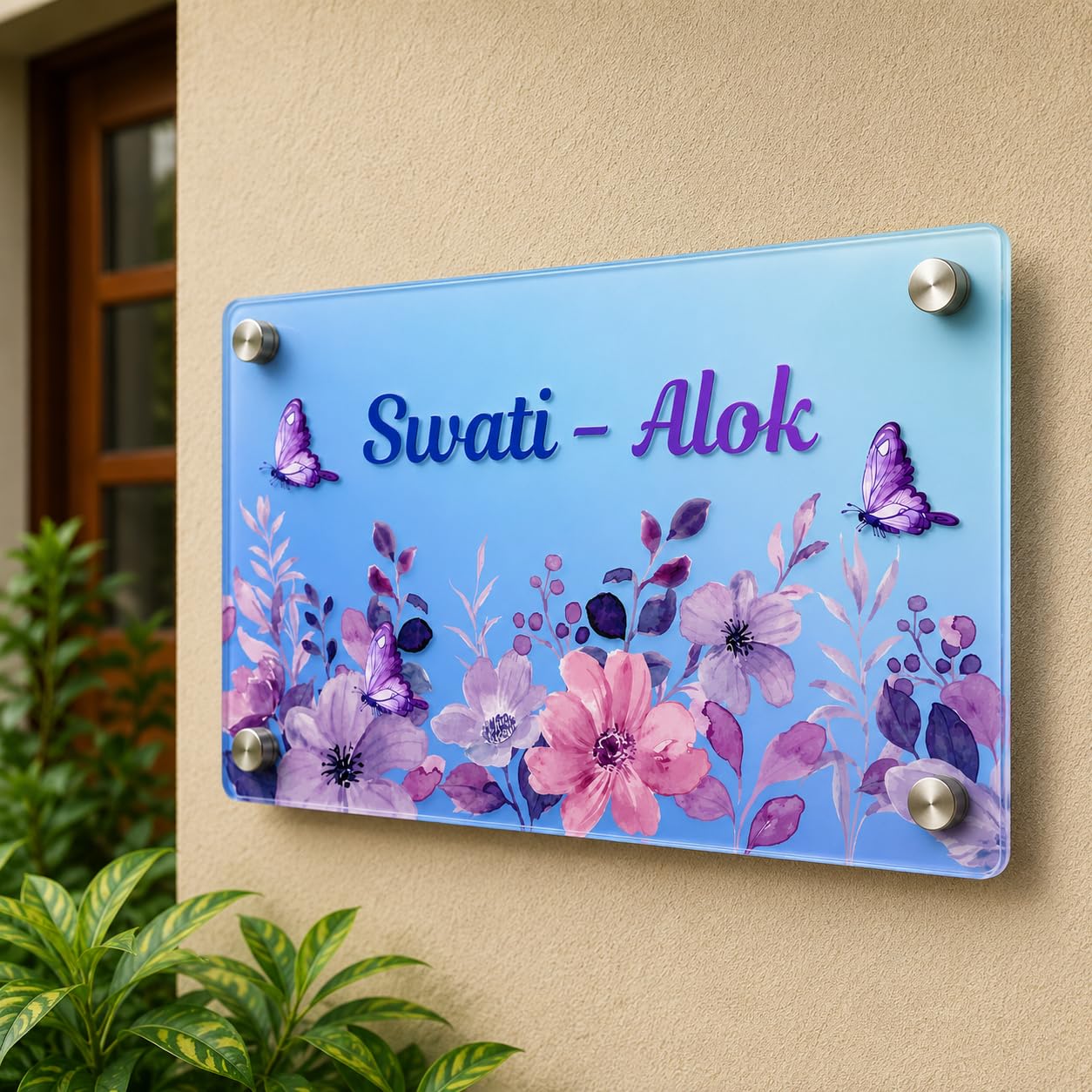 Customized Couple Name Plate for Home Entrance Door (12 x 18 Inch) | Personalized 5mm Acrylic Name Board with Custom Names & House Number, Font Style & Color | Anniversary and Wedding Gift Décor-image-40