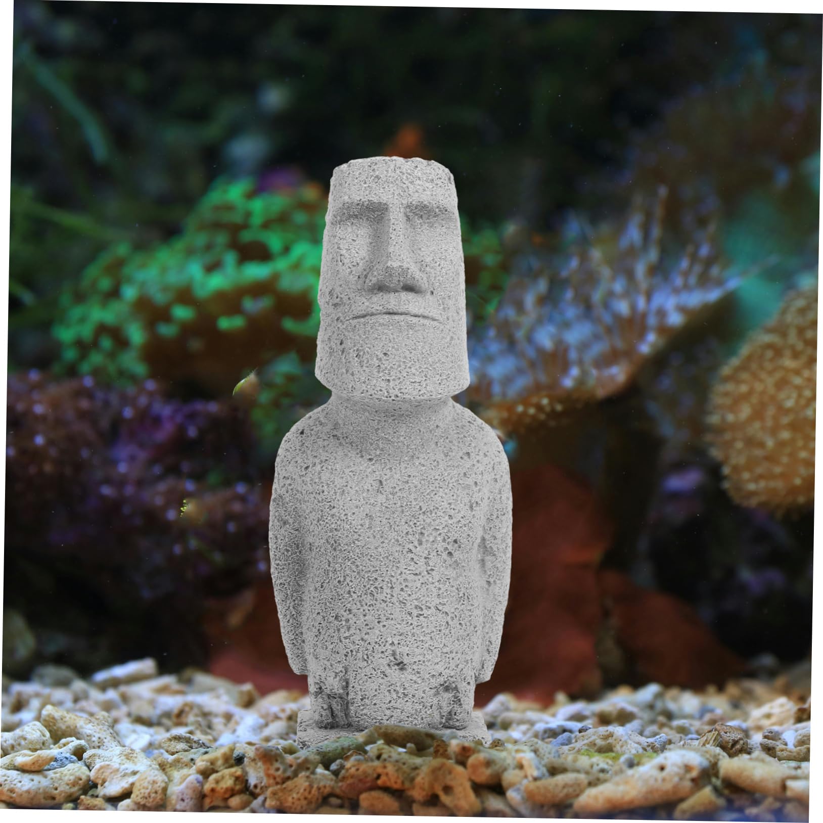 Alipis 3 Pezzi Moai Statua Fish Tank Decor Garden Moai Scultura Desktop Moai Ornamento Acquario Decorazione Giardino Moai Decor Fish Tank Adorn Fish Tank Landscape Moai Figurine Arenaria