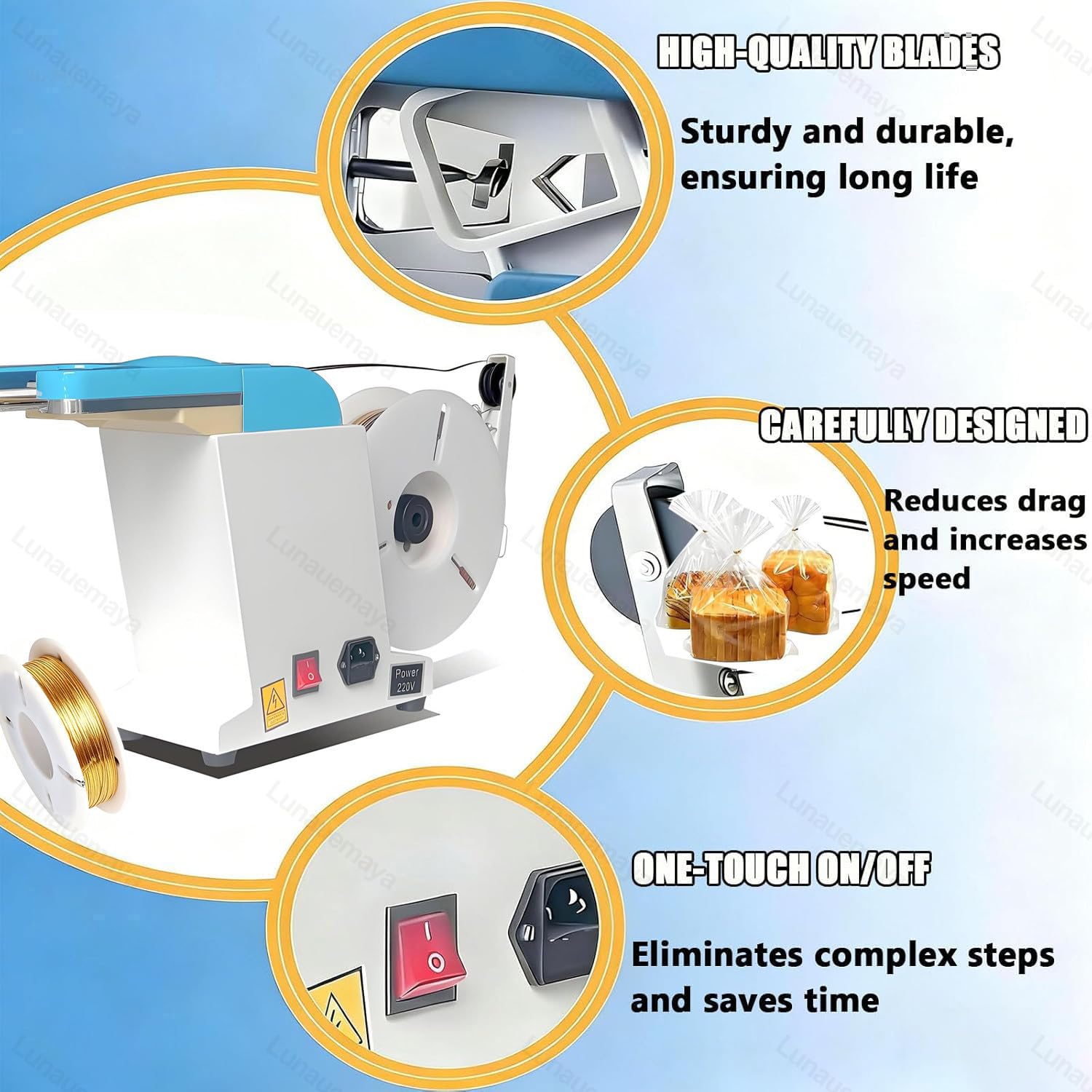 Macchina Automatica a Filo Torsadato Professionale, Sigillatrice per Sacchetti di Plastica Fornita con 1 Rotolo di Fili Torsadati Dorati, per Panetterie, Uso Domestico e Piccole attività