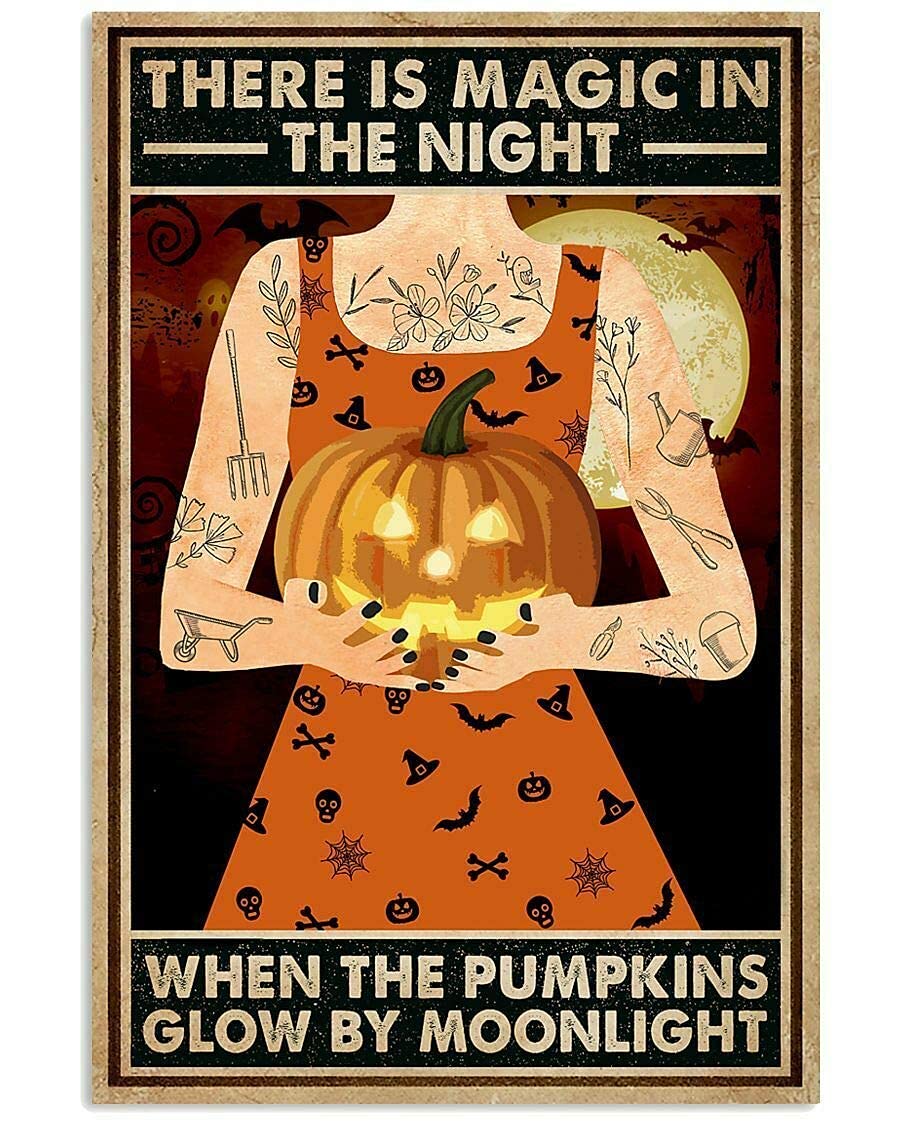 Lawenp Autumn Table Pumpkin Vintage Wall Decor Bar Decor Aluminum Sign for Home Kitchen Bar Funny Sarcastic Metal 8 x 12 Inches Tin Sign