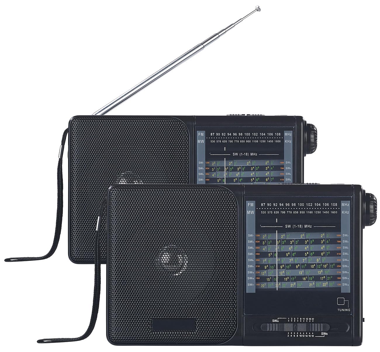 auvisio Taschen-Radio: 2er-Set Analoge 20-Band-Weltempfänger mit FM, MW und 18x KW (analoger Weltempfänger Reise-Radio)