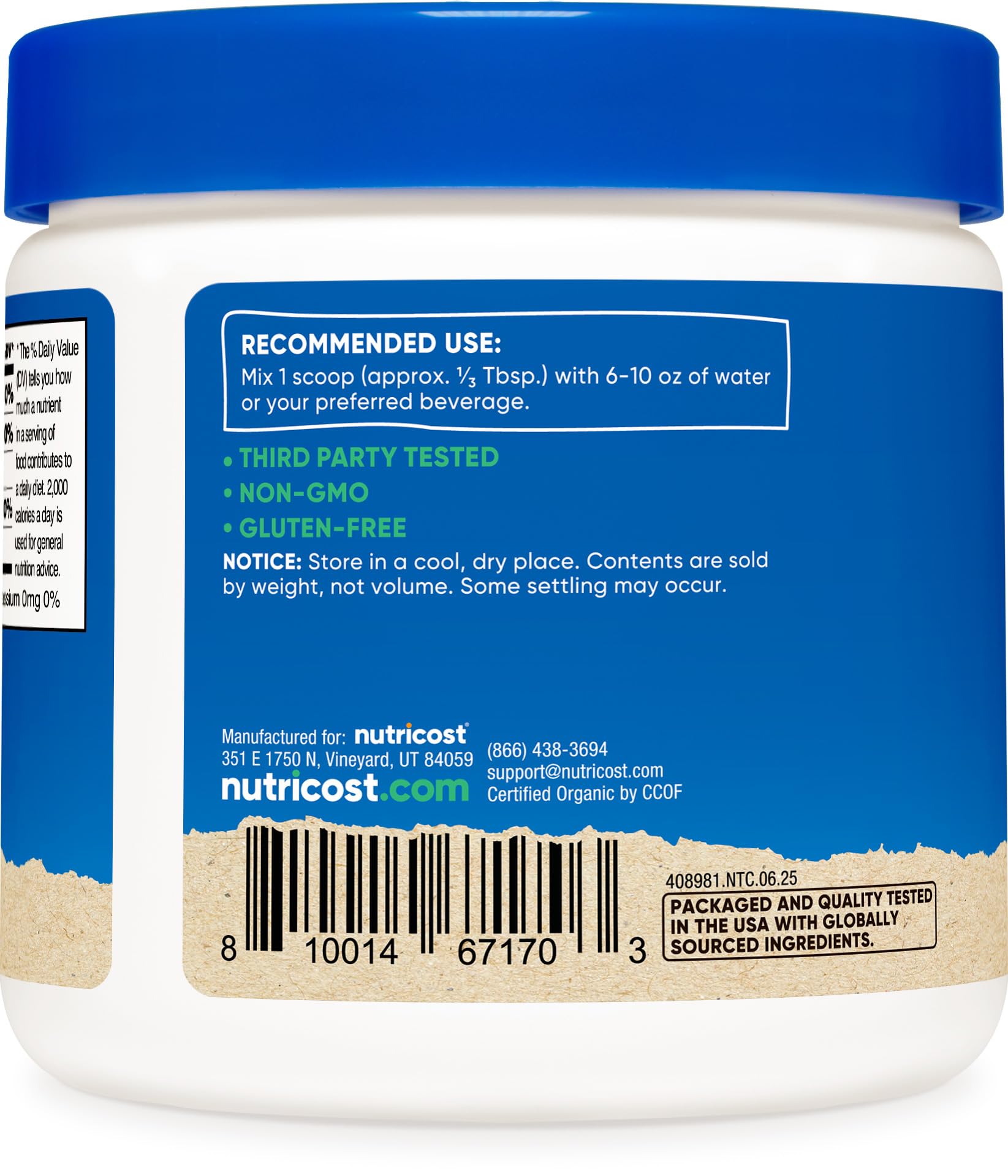 Nutricost Organic Blueberry Powder 8oz (227 Grams) - Pure, Gluten Free, Non-GMO, from Whole Freeze-Dried Organic Blueberries