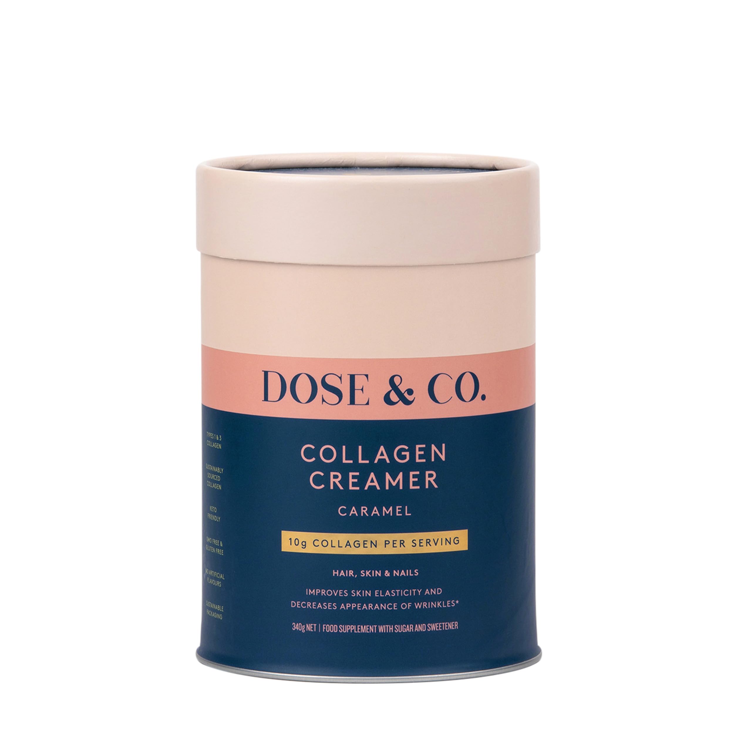 Dose & Co Collagen Creamer for Hair, Skin & Nails, Caramel Flavor - 12oz Powder Supplement