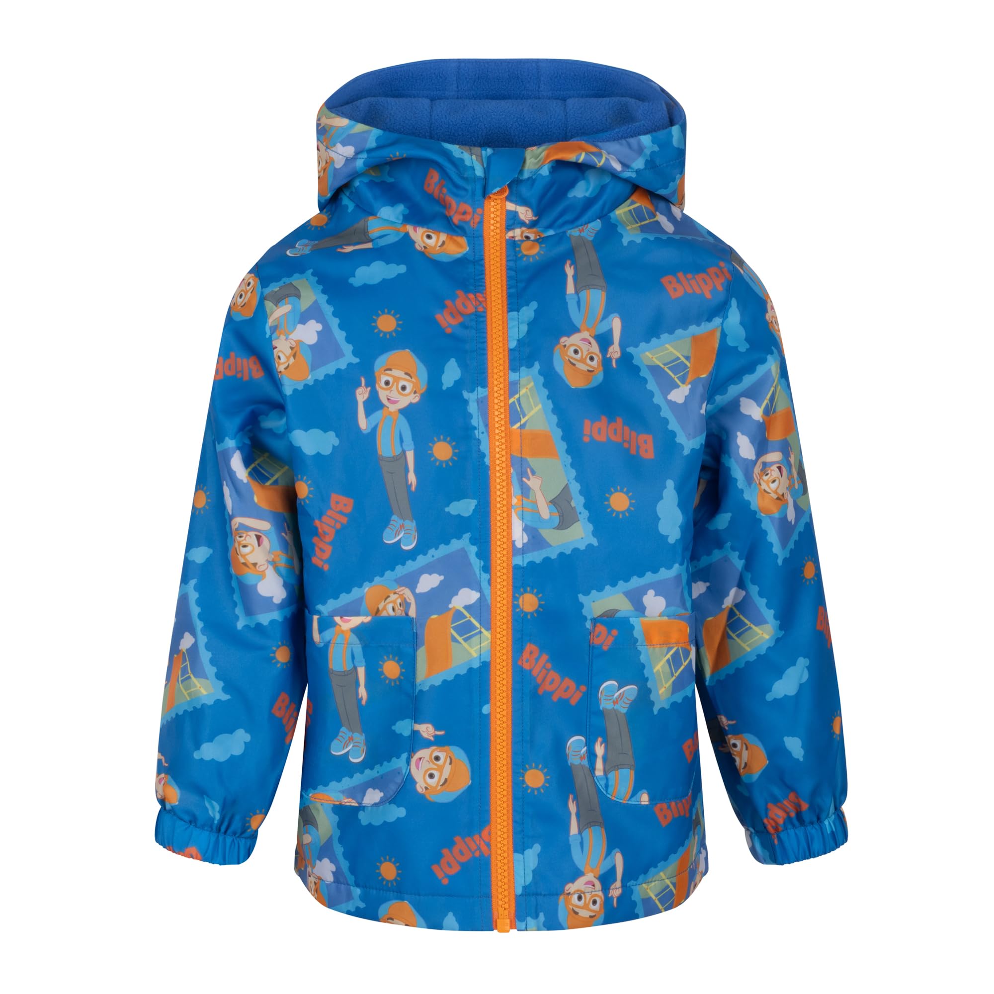 Blippi Raincoat with Hood, Insulated fleece lined Jacket, Blippi, 18-24 Months: 92cm, Blue