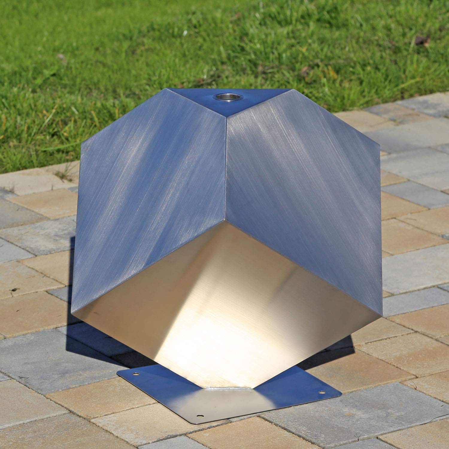 CLGarden Edelstahl Element Würfel stehend Skulptur für Garten Deko DIY Springbrunnen