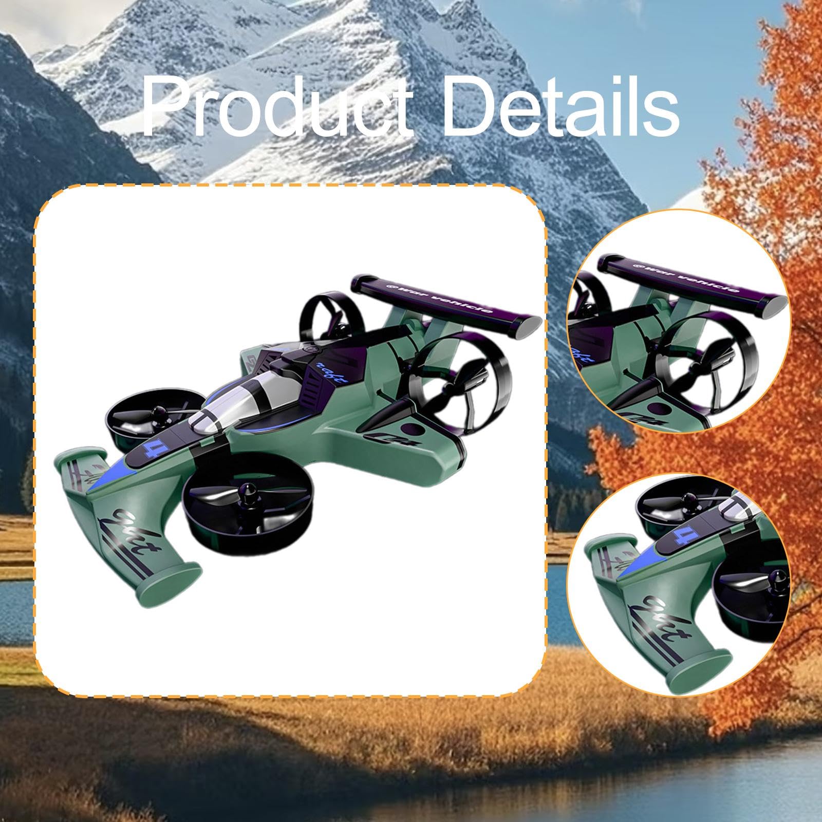 Avión Teledirigido RC Coche Volador Cuadricóptero Eléctrico con Control a Distancia Grados y Material PP Adecuado para Adultos, Verde