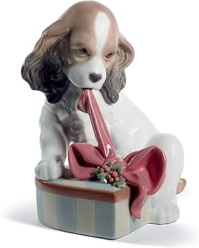 美品 リヤドロ 待ちきれなくて クリスマスバージョン 8692 子犬 ドッグ 美品 リヤドロ 待ちきれなくて クリスマスバージョン 8692 子犬