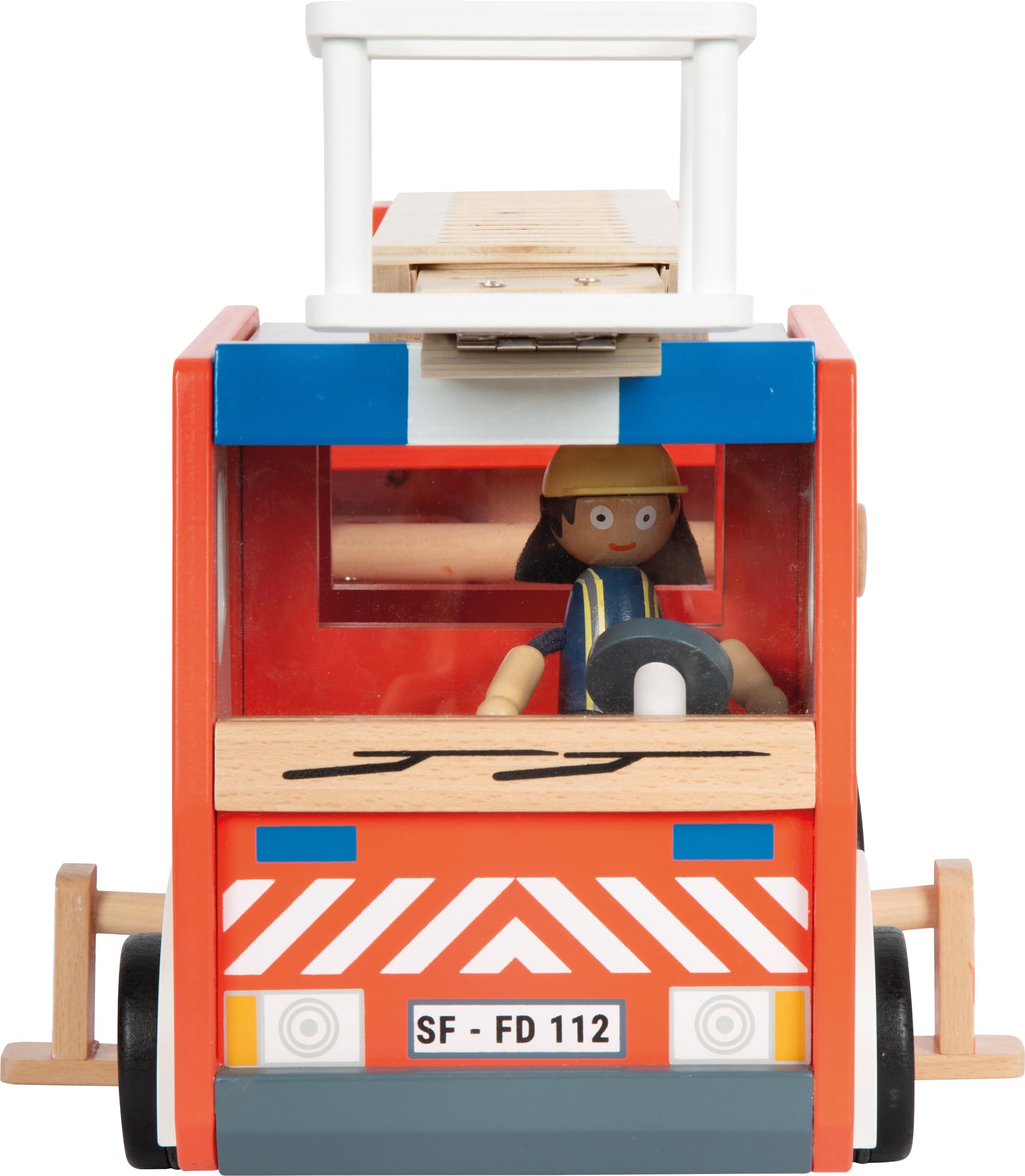 small foot Coche de Bomberos, Madera, con Escalera giratoria, Manguera, Acc. Juego Bomberos, a Partir 3 años, 12657