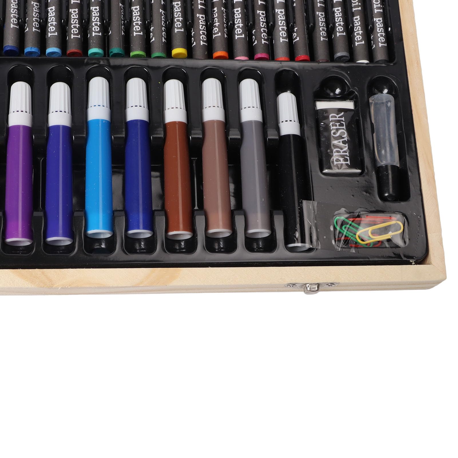 Kinder Malset mit Holzbox – 168teiliges Zeichenset mit Buntstiften, Wachsmalstiften, Aquarellfarben und Pinsel für Kinder ab 3 Jahren
