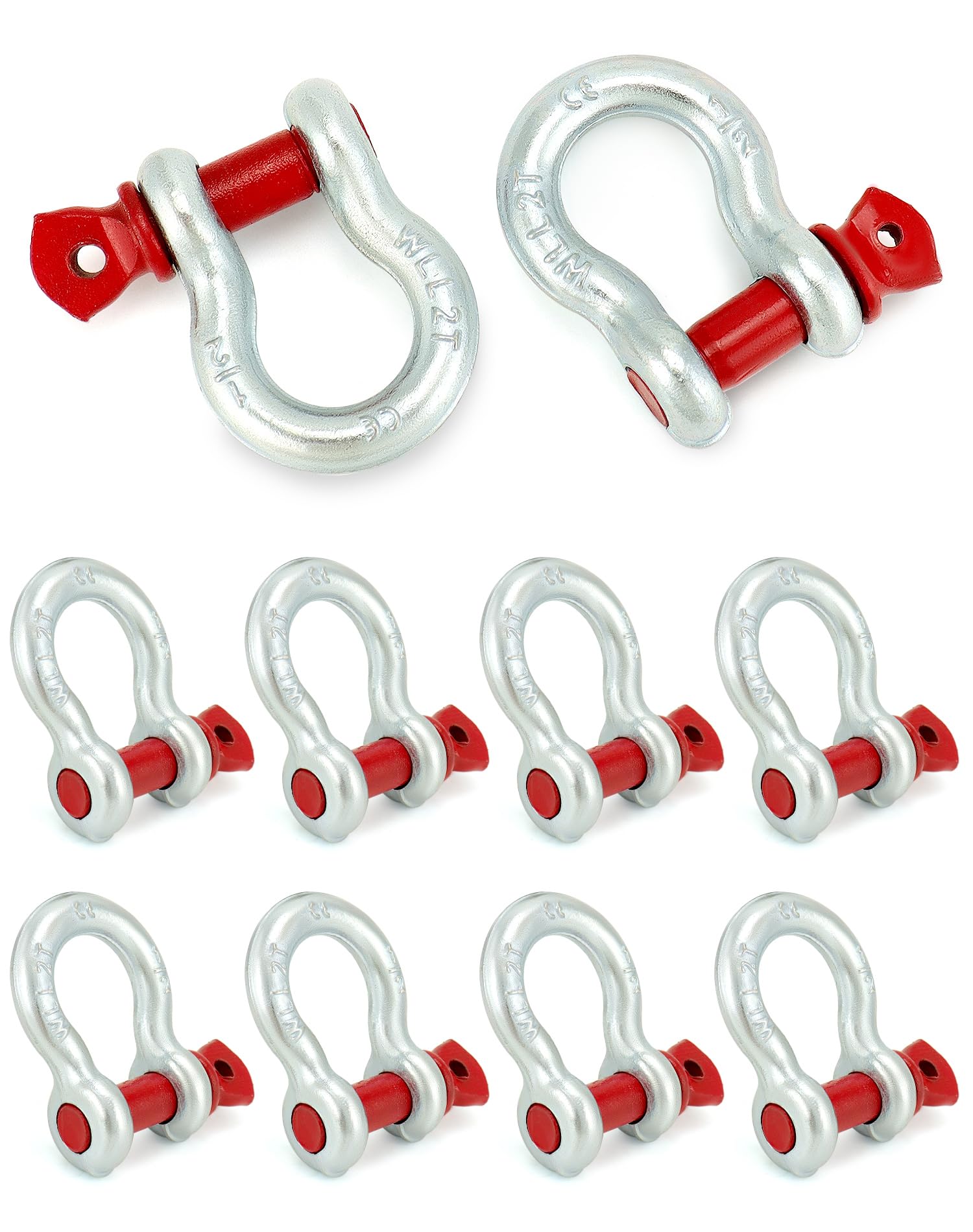 QWORK 1/2" Anchor Shackle with Alloy Screw Pin - Forged Carbon Steel, 10 Pack D-Ring Shackles 2 Ton 4400 lbs Working Load Limit