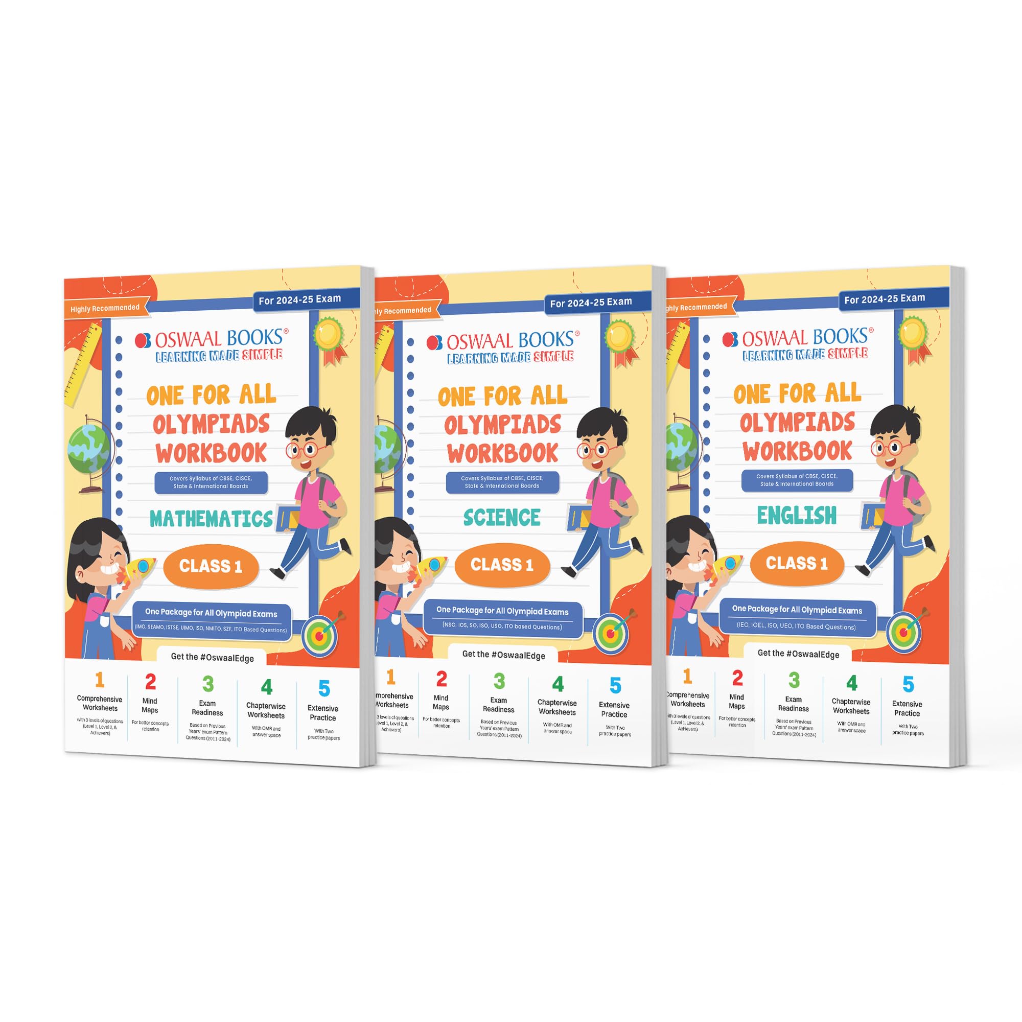 Oswaal One For All Olympiad Workbook Class 1 (Set of 3 Books) Maths, Science & English For 2024-25 Exam Product Bundle – August 4, 2024