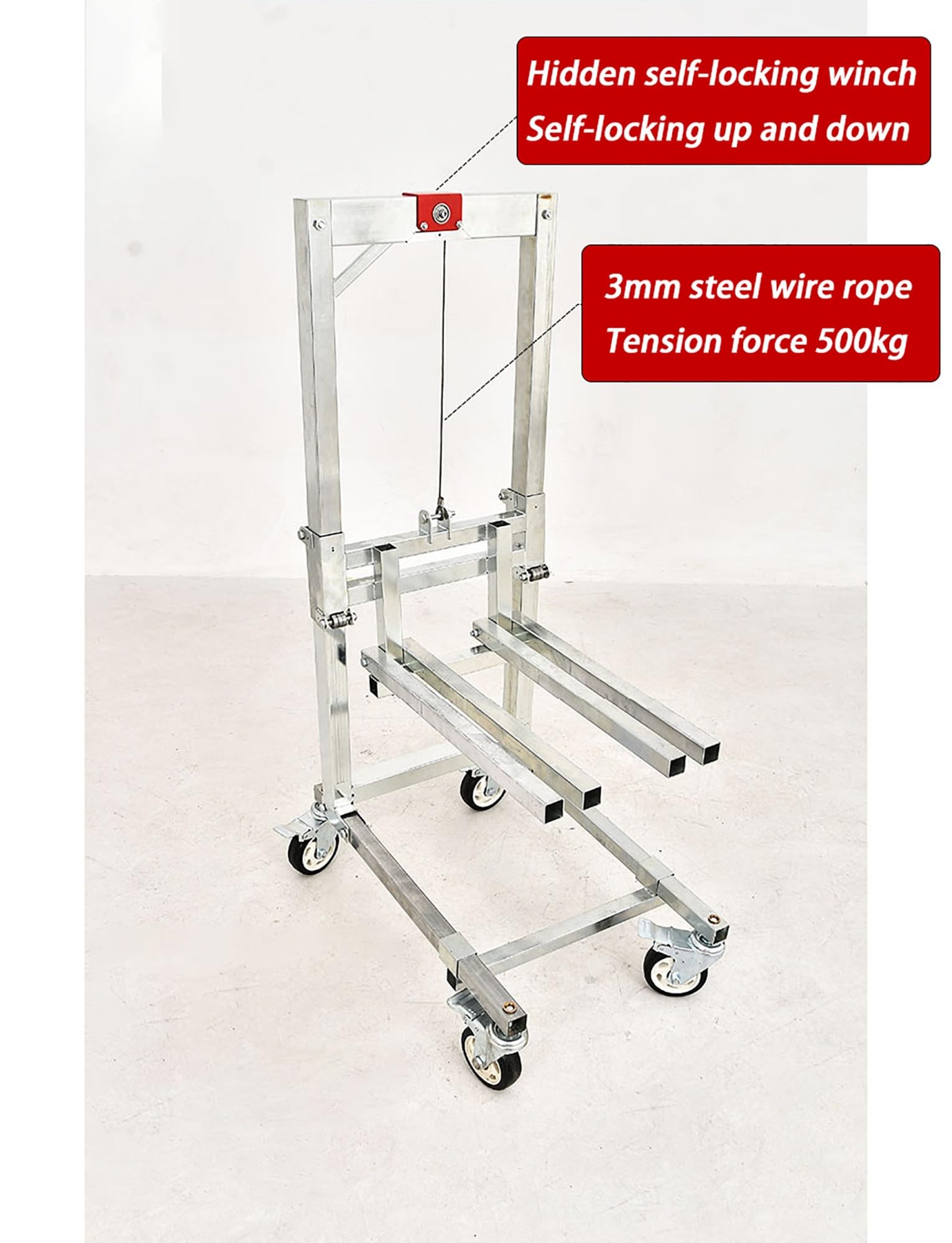 Carretilla elevadora manual de manivela, carretilla elevadora portátil para garaje y almacén, acero galvanizado, capacidad de 60 kg, ideal para manejo de materiales