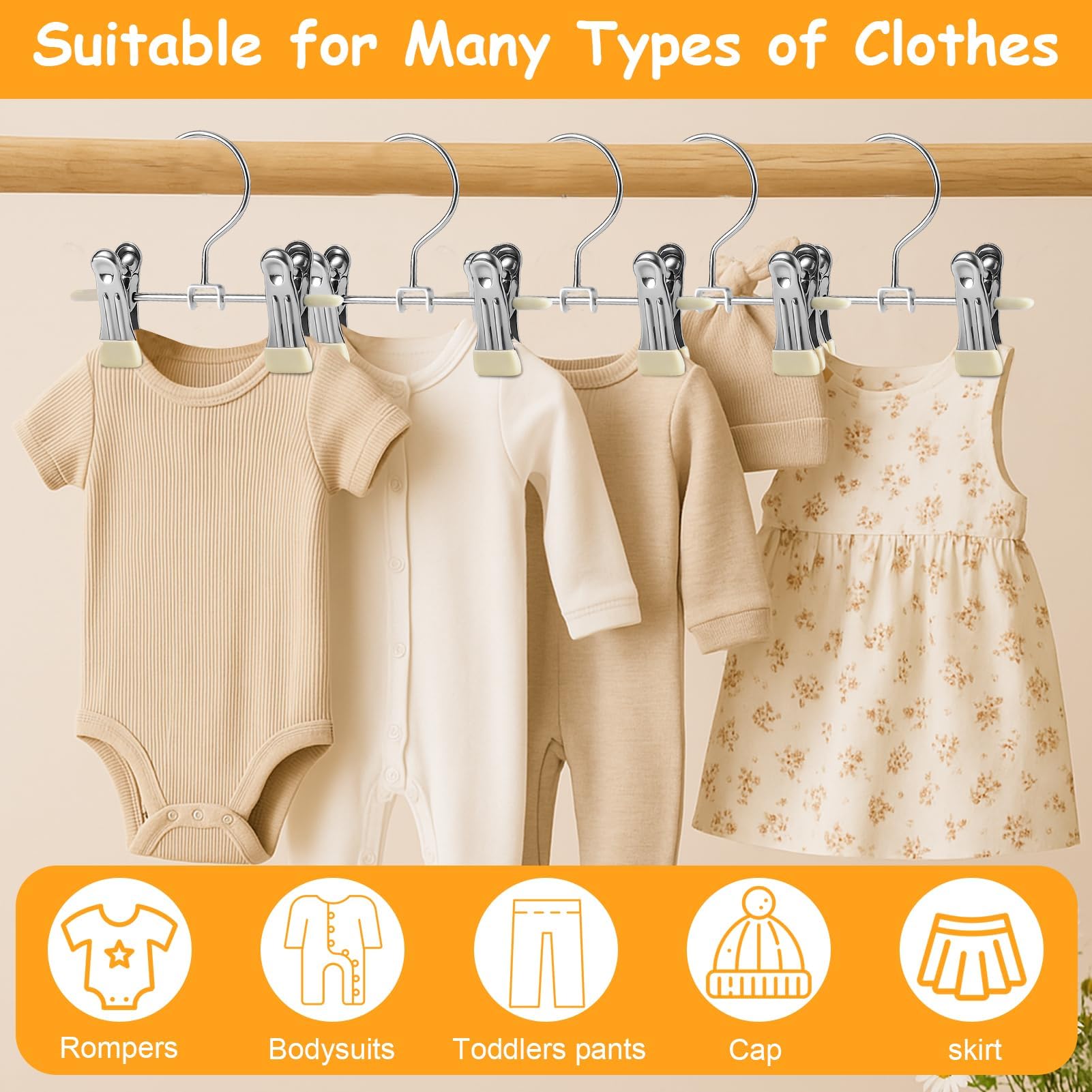 Grucce Bambini in Metallo 20 Pezzi 17 cm per Pantaloni, Vestiti, Calzini e Biancheria Intima