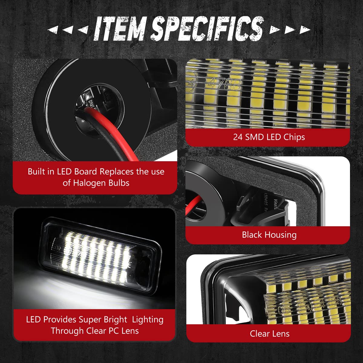 NUVISION LIGHTING Pair Of LED License Plate Lights Copatible With 01