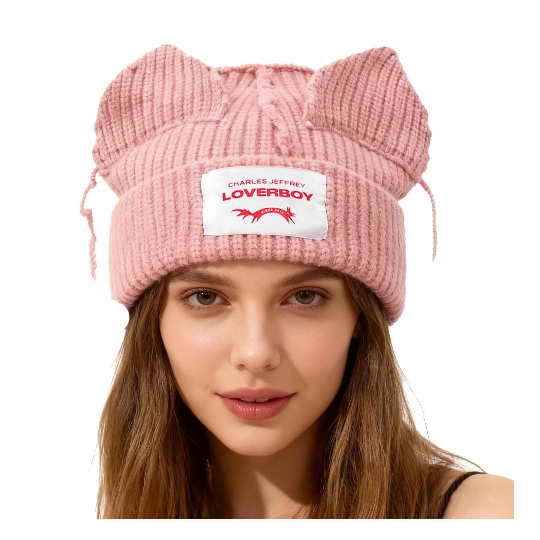 Knitted Beanie Hat for Women Men Cute Bunny Long Ear Hat Slouchy Cat Ear Hat Crochet Fluffy Winter Warm Rabbit Y2k Skull Cap