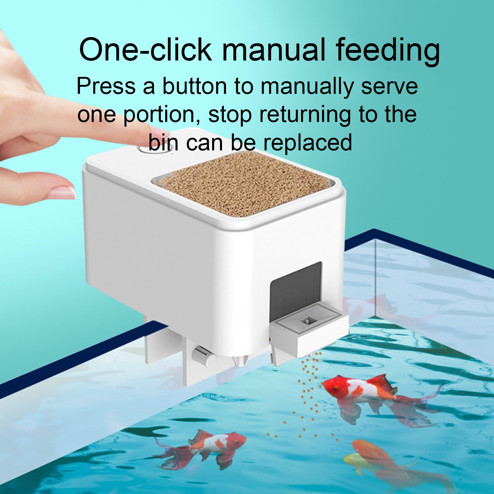 Comedero automático para peces con pantalla digital, funcionamiento silencioso y diseño portátil para alimentos granulares para peces, fácil instalación para acuarios domésticos