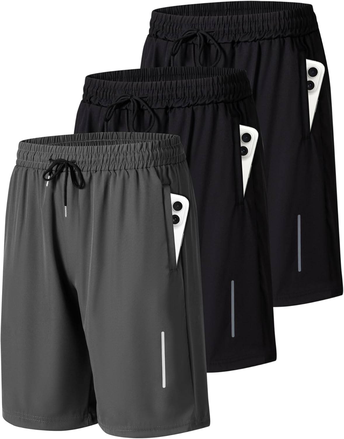 JWJ Mens Athletic Gym Workout Shorts Lightweight Quick Dry Running Basketball Shorts with Zipper Pockets