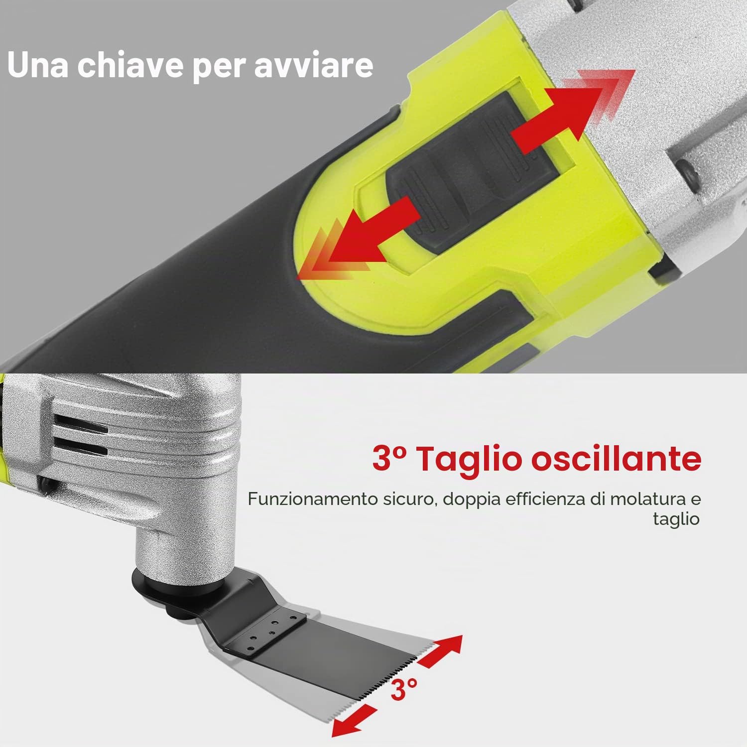 Utensile Multifunzione 300W,DEWINNER 0-23000OPM Strumento Oscillante, multi-utensile oscillante con kit di accessori con lama per sega, lucidatura, carta abrasiva, multiuso