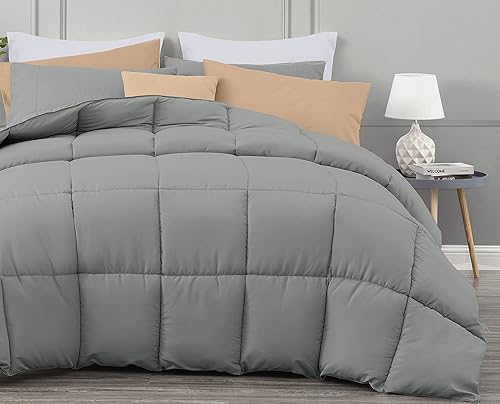 Miniatura 2 de Kingsley trend Edredón tamaño individual, edredón gris alternativo al plumón, edredón acolchado ultra suave, tamaño individual, para todas las