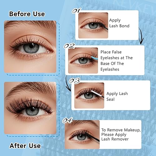 Miniatura 7 de KevKev Kit de extensión de pestañas, 300 unidades, kit de extensión de pestañas con enlace de pestañas y sellado, removedor de pestañas, aplicador