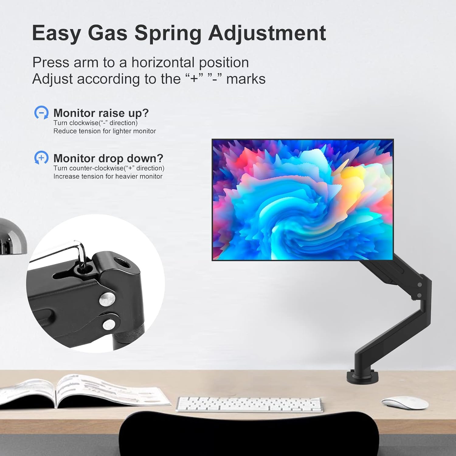 Bras pour Moniteur Suptek avec Ressort à Gaz, 17-32 Pouces, Pivotement, Rotation, VESA 75/100 mm, jusqu'à 10 kg