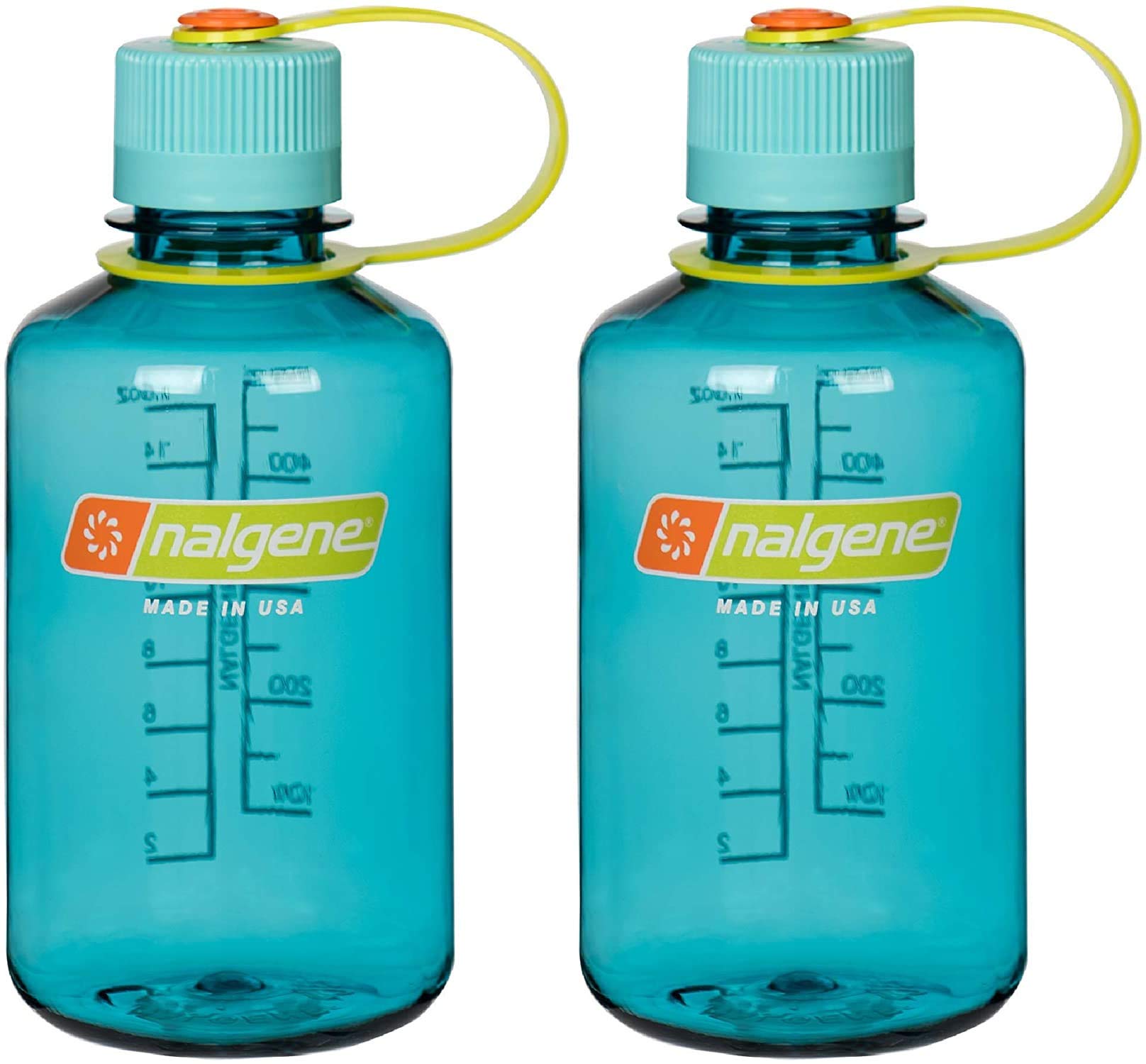 Nalgene Tritan Narrow Mouth BPA-Free Water Bottle, Cerulean, 16 oz (342092) - 2 Pack