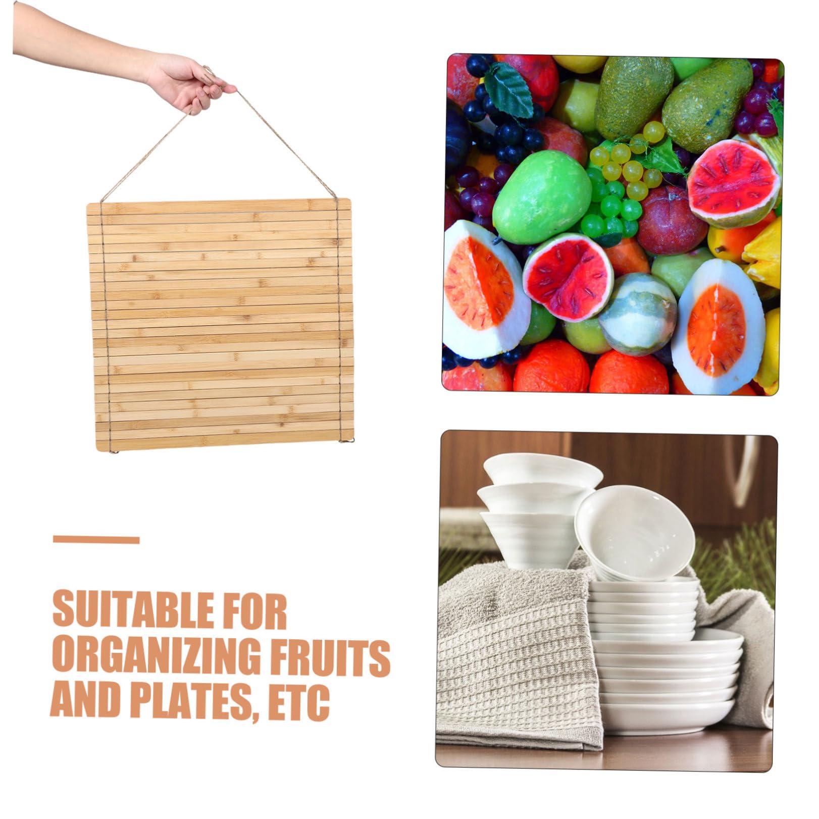 jojofuny Escurridor de Platos Enrollable de Bambú 45X44 CM, Estante Plegable Fregadero para Secado Rápido, Organizador Compacto para Cocina, Rejilla Multiusos para Tazas y Platos