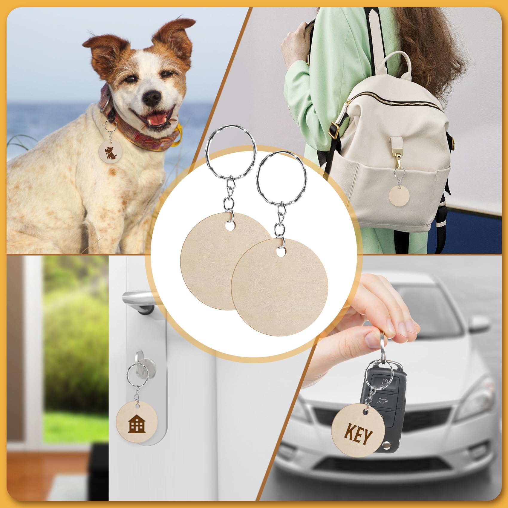 Puooifrty Lot De 100 Disques Ronds En Bois Avec Porte-clés Et étiquettes En Bois Avec Trou, Rappel, Calendrier, Copeaux De Bois