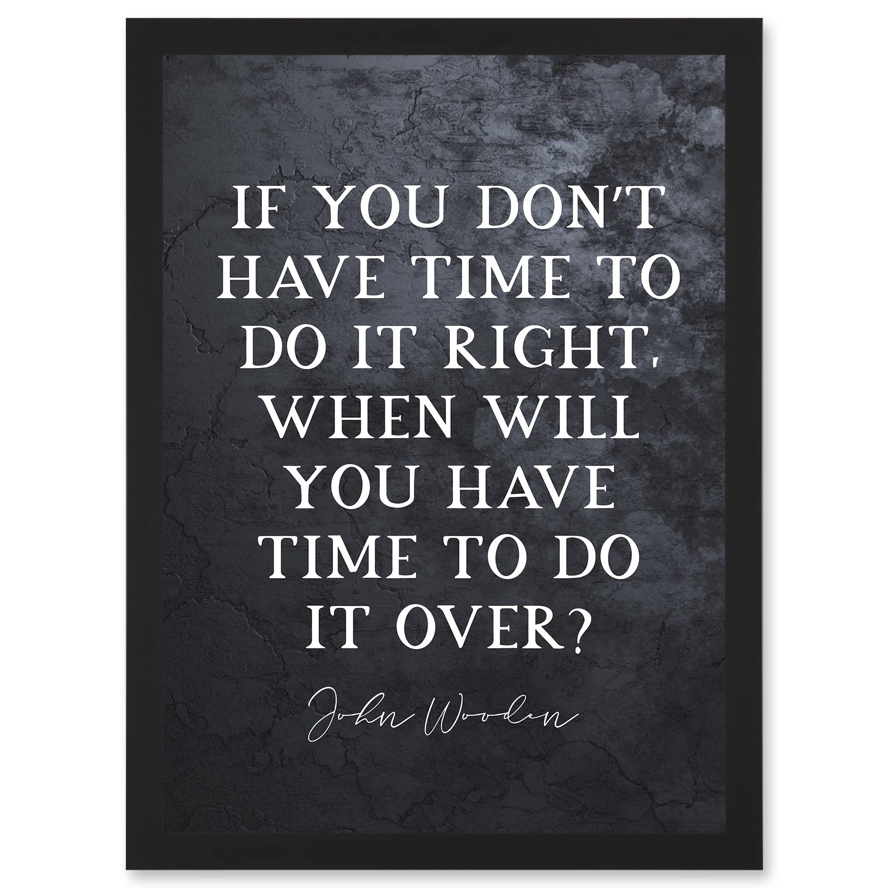 Artery8 Slate Quote John Wooden Do It Right Do It Over Basketball Coach Inspiring Sports Artwork Framed Wall Art Print A4