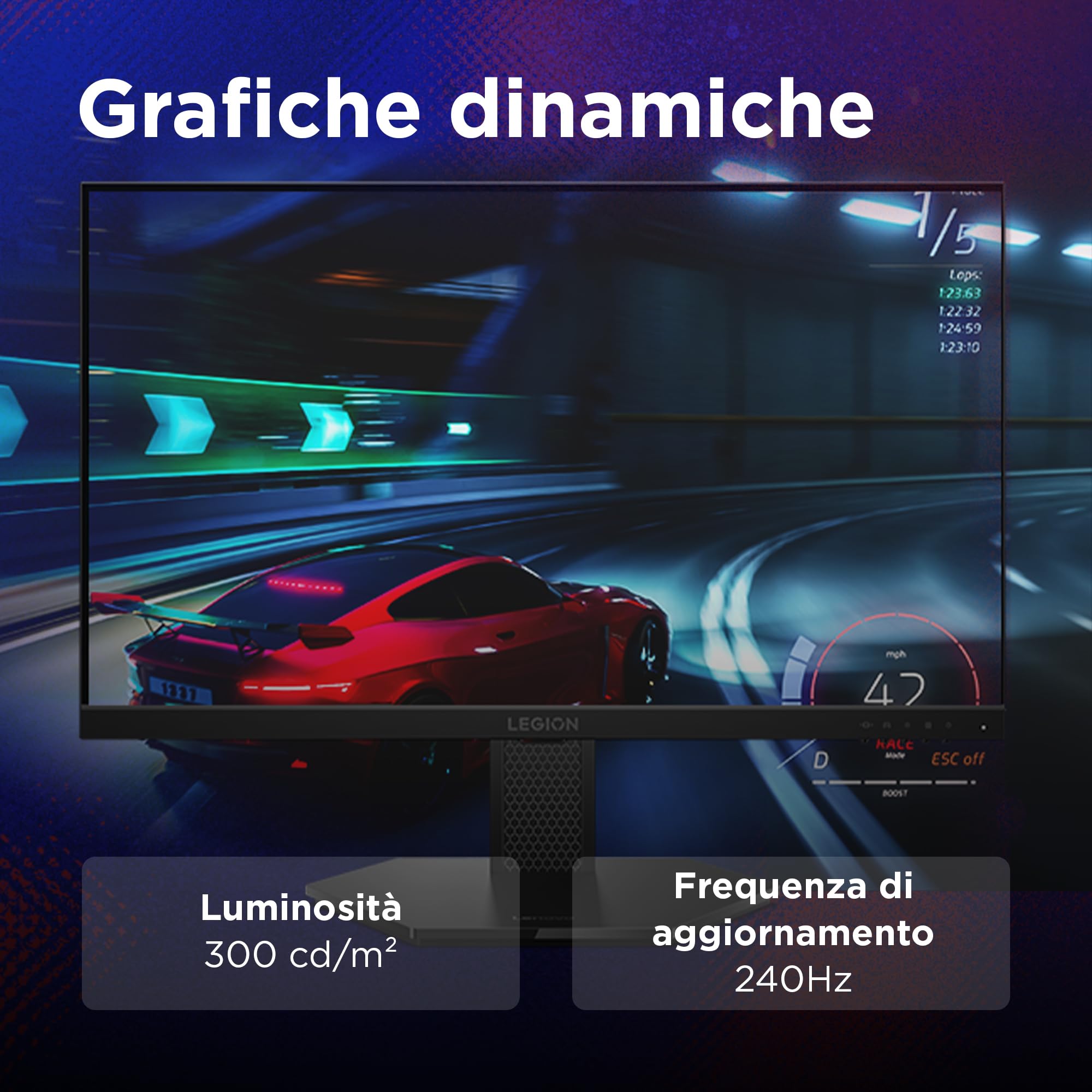 Lenovo Legion 24-15 24" Monitor Gaming IPS Full HD 240Hz 0.5ms DP 1.4 2x HDMI 2.1 AMD FreeSync Premium VESA 100x100