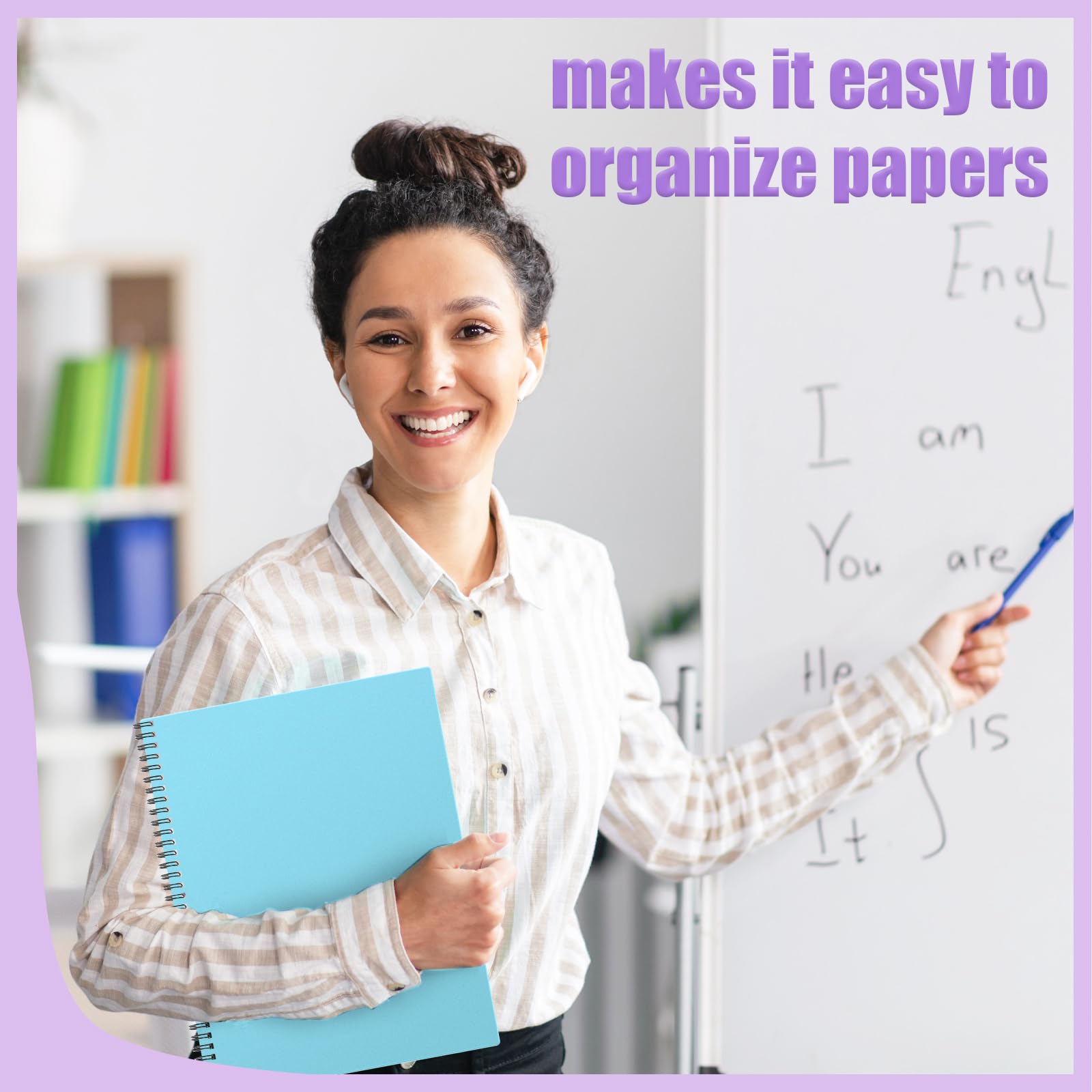 Qilery Lot de 6 chemises à spirales en plastique avec 18 poches pour documents, papiers, devoirs, classeurs, fournitures scolaires et de bureau (6 couleurs)