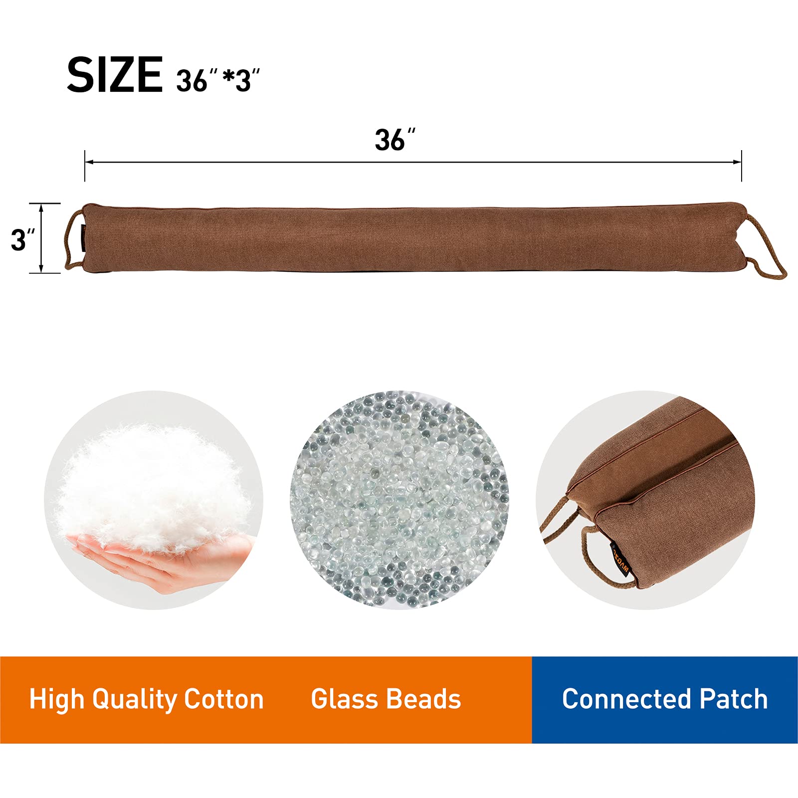 MAGZO Door Draft Stopper 36 InchesBrown, Bottom Door Noise Reducer Draft Blocker with Hanging