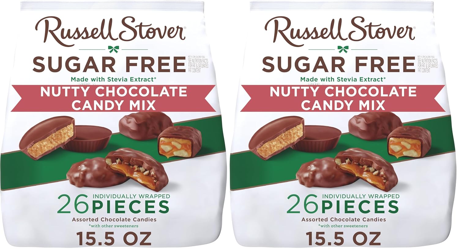 RUSSELL STOVER Sugar Free Assorted Chocolate Candy with Nuts, 15.5 oz. bag - Sugar Free Chocolate Candy (Pack of 2)