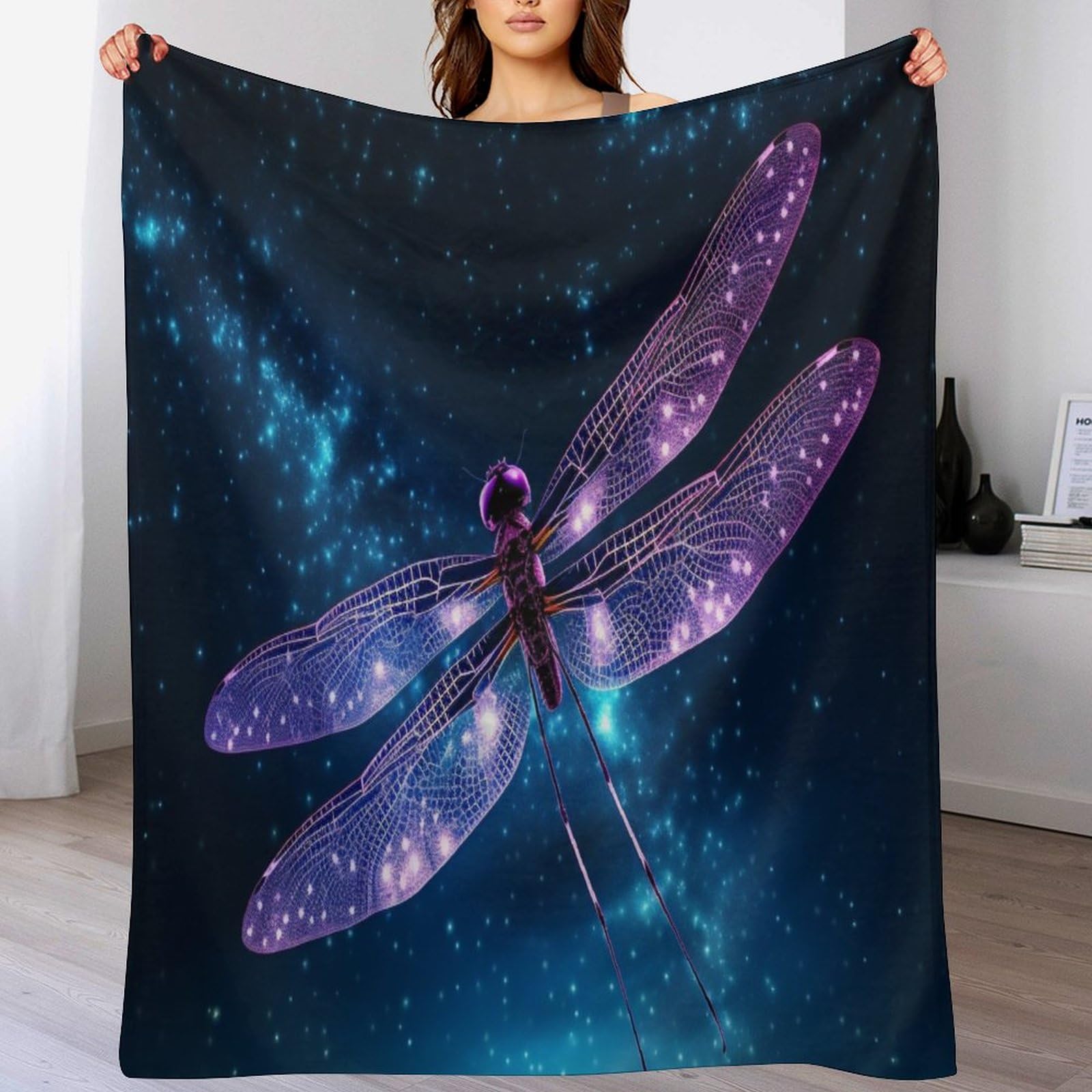 Couverture flanelle chaude libellule : l'idée de cadeau pour canapé