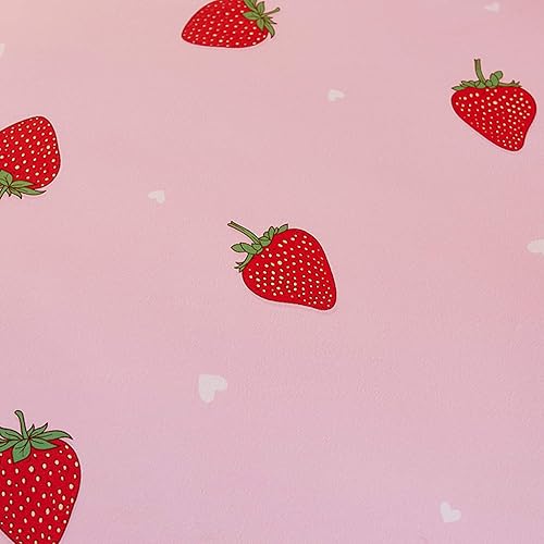 Miniatura 5 de HALOZI Juego de funda de edredón tamaño individual, diseño de rayas rosas fresas, reversible, de lujo, suave, con cierre de cremallera y lazos en