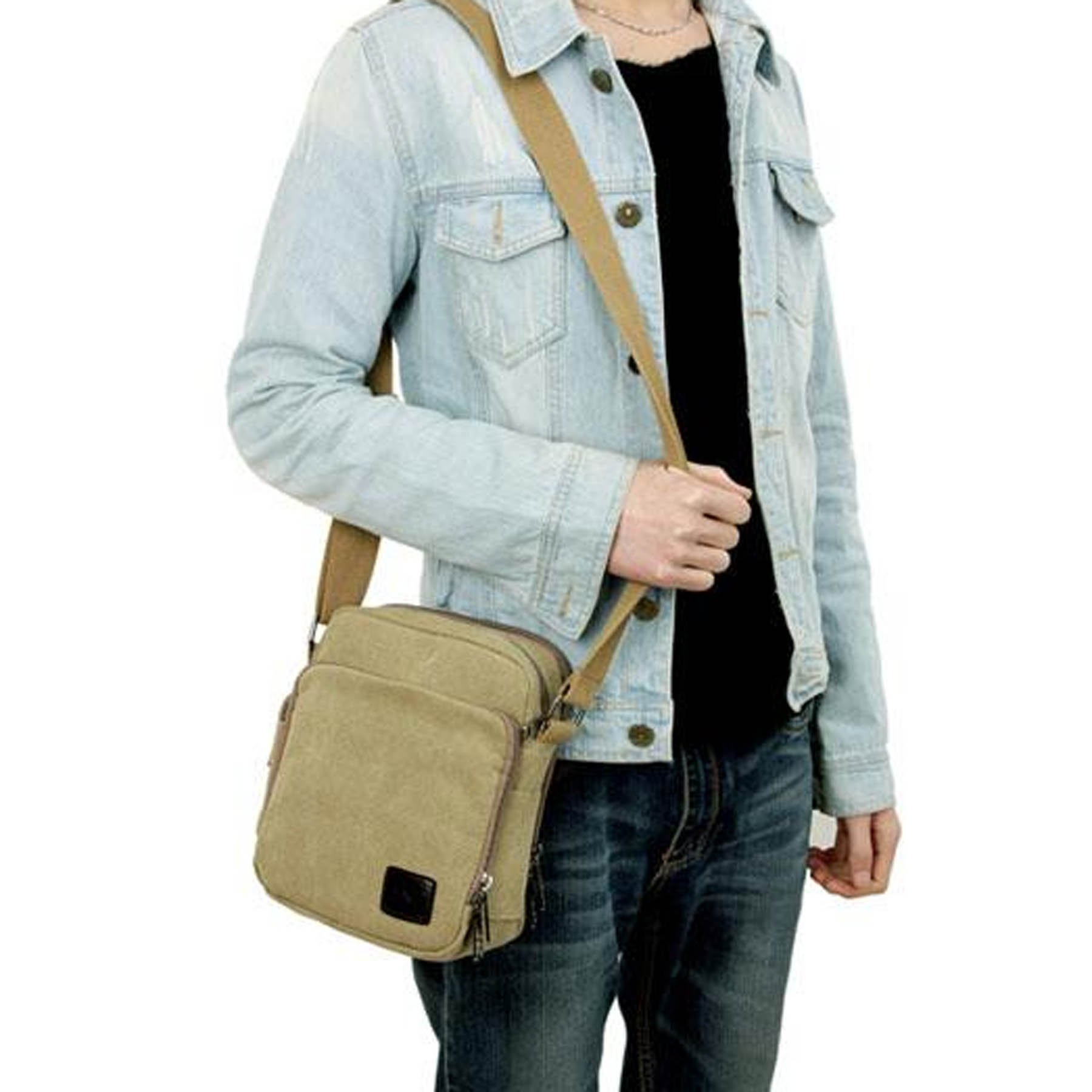 Bolso Bandolera Hombre Pequeñas Bolsos de Tela Vintage Messenger Bag para Colegio Bolsa de Lona Universidad Libro Bolsos Originales Bolsas de Viaje Sport Bag