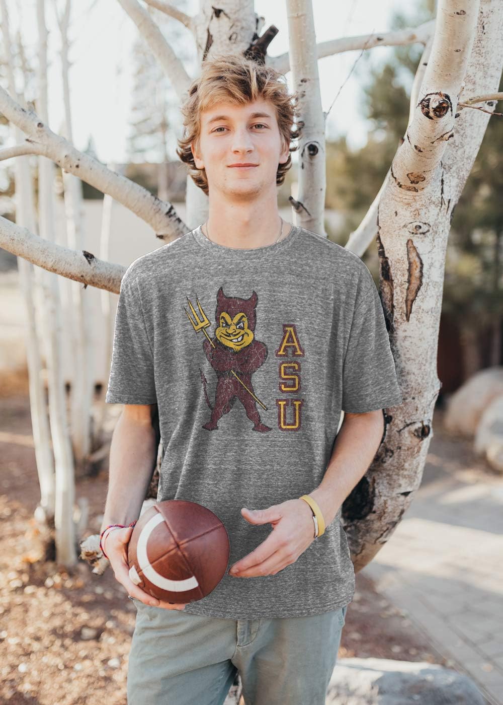 Reserve Collection by Blue 84 NCAA Arizona State Sun Devils Mens Vintage Tri-Blend Vault T Shirt, Arizona State Sun Devils Heather, Medium - Image 3