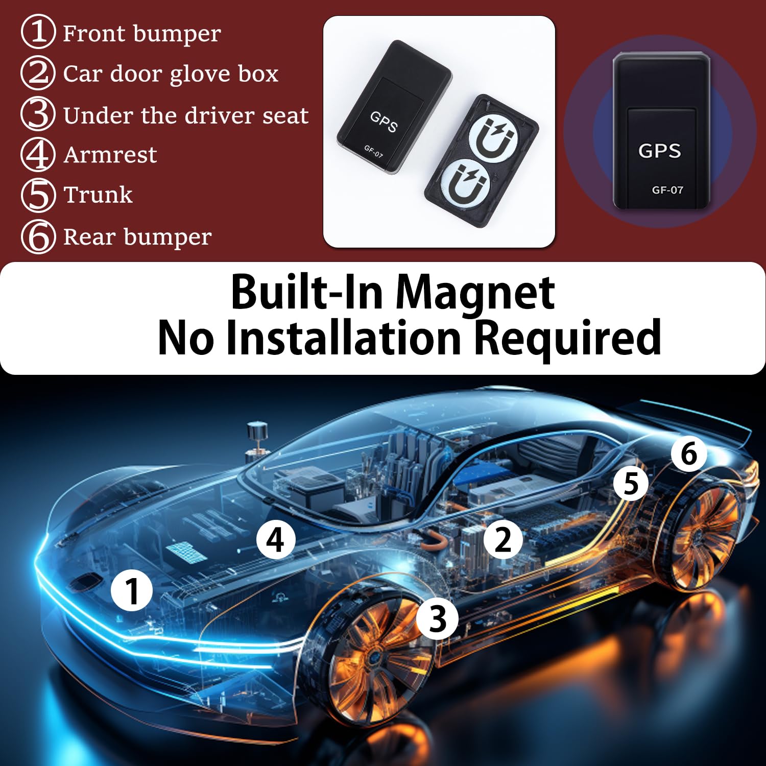 GPS Tracker for Vehicles,Portable Real Time Magnetic GPS Tracking Device, Full Global Coverage Location GPS Tracker for Kids,Car/Trucks/Person/Dogs.No Subscription Required/No Monthly Fee - image 2