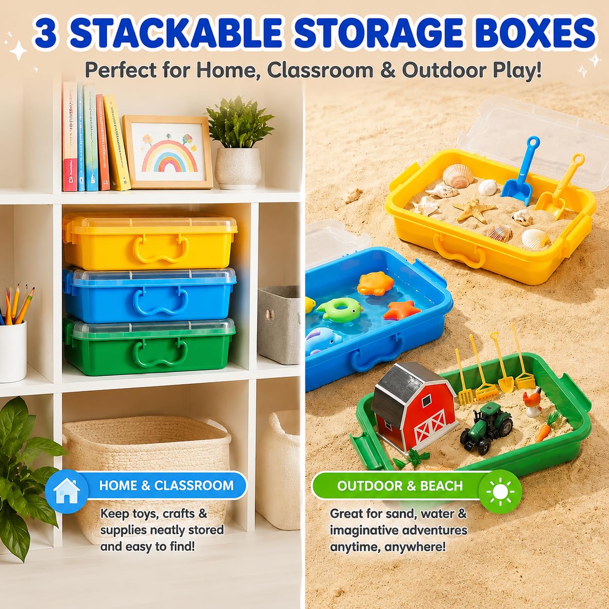 Toddler Sensory Bin Set - 3 Lidded Bins -2