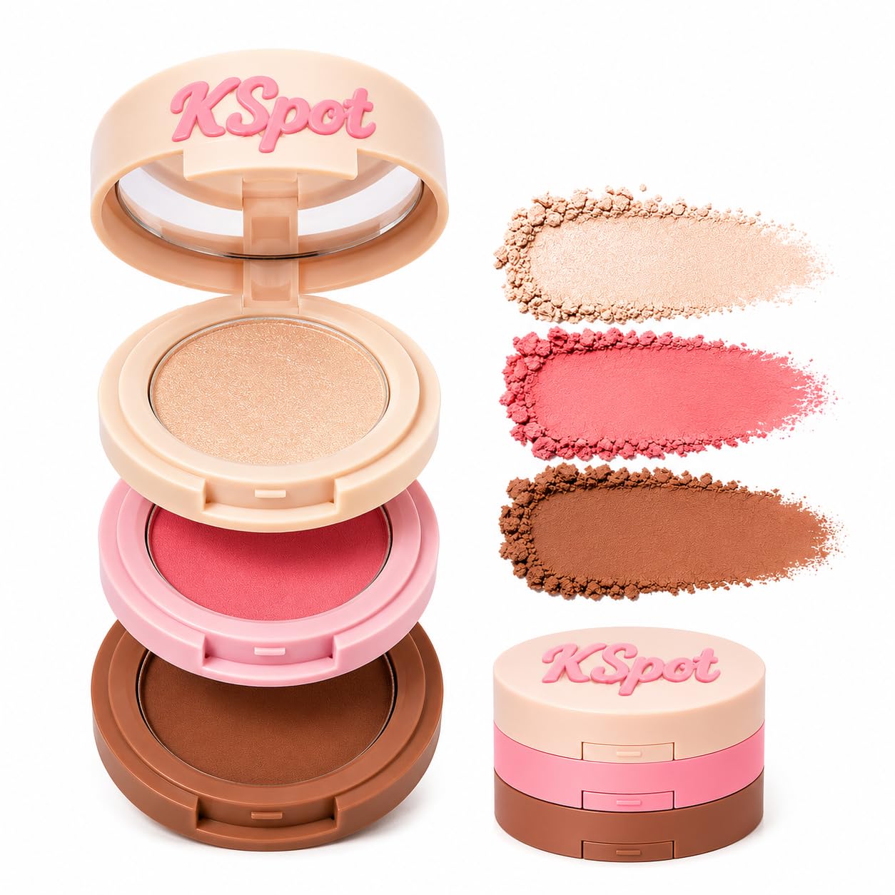 KSpot 3-in-1 Face Travel Mini Set with Blush, Bronzer and Highlighter