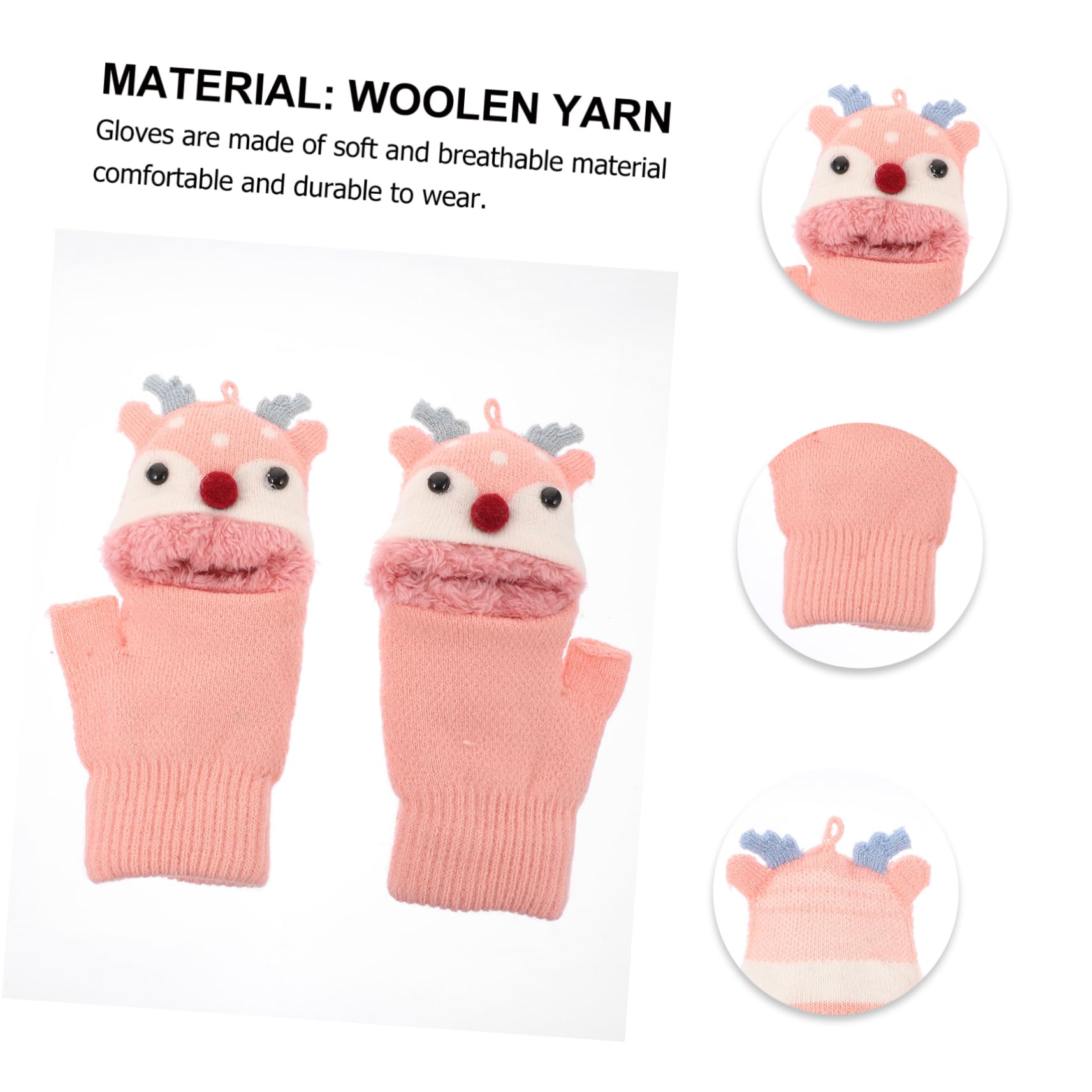 OATIPHO Adorable Half-finger Winter Gloves for Boys and Girls Windproof Warm Breathable Material Comfortable for Boys Girls