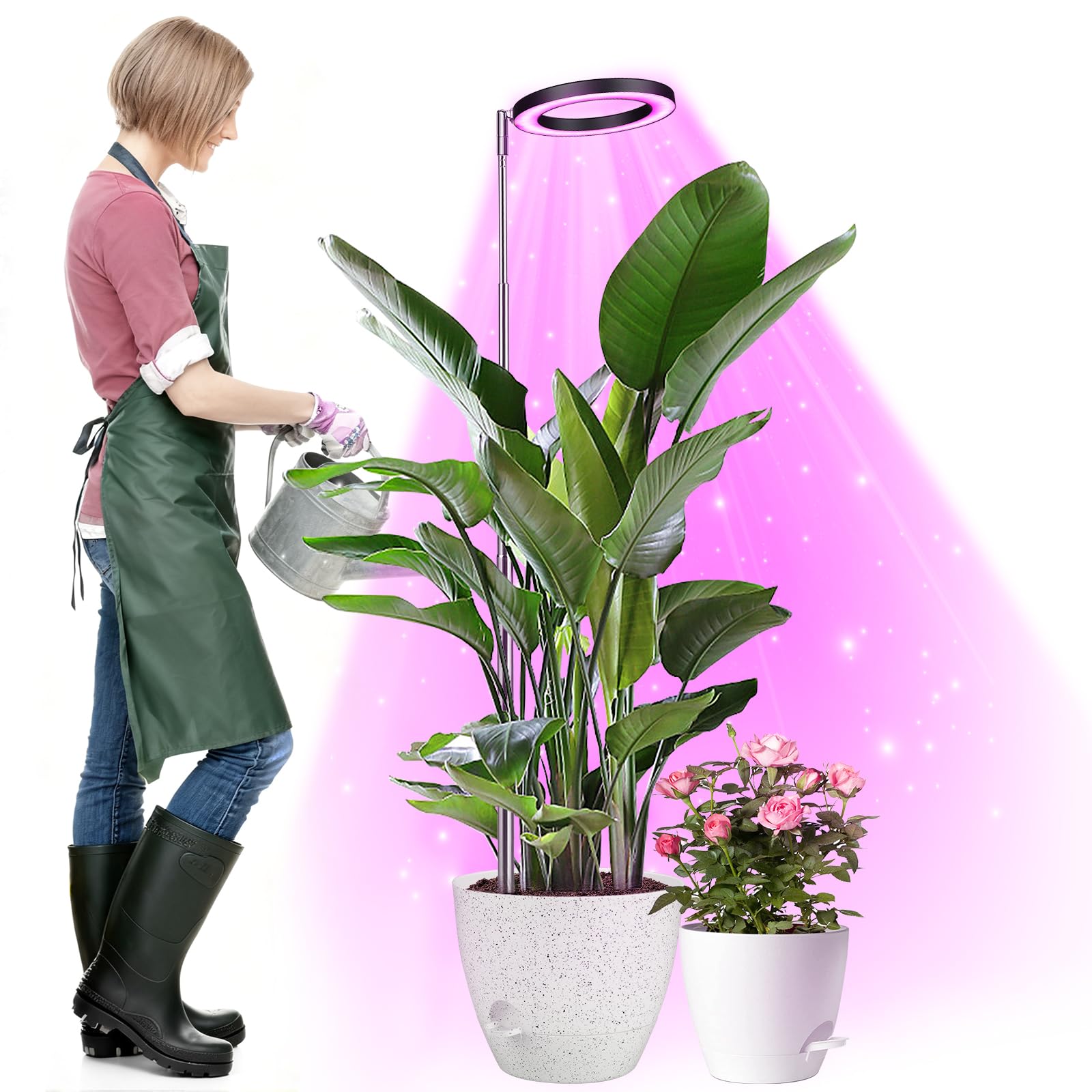 Pflanzenlampe LED, Vollspektrum Pflanzenlicht für Zimmerpflanzen, Höhenverstellbares LED- Pflanzenwachstumslampe mit Zeitschaltuhr 3/9/12 Std für Große Kleine Pflanzen,3 Lichter Modi und 10 Helligkeit