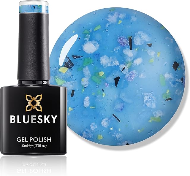 BLUESKY Gel Nail Polish, Flower Gel, Bluebell Breeze, BFL05, Blue, Jelly, Long Lasting, Chip Resistant, (Requires Drying Under UV or LED Lamp)