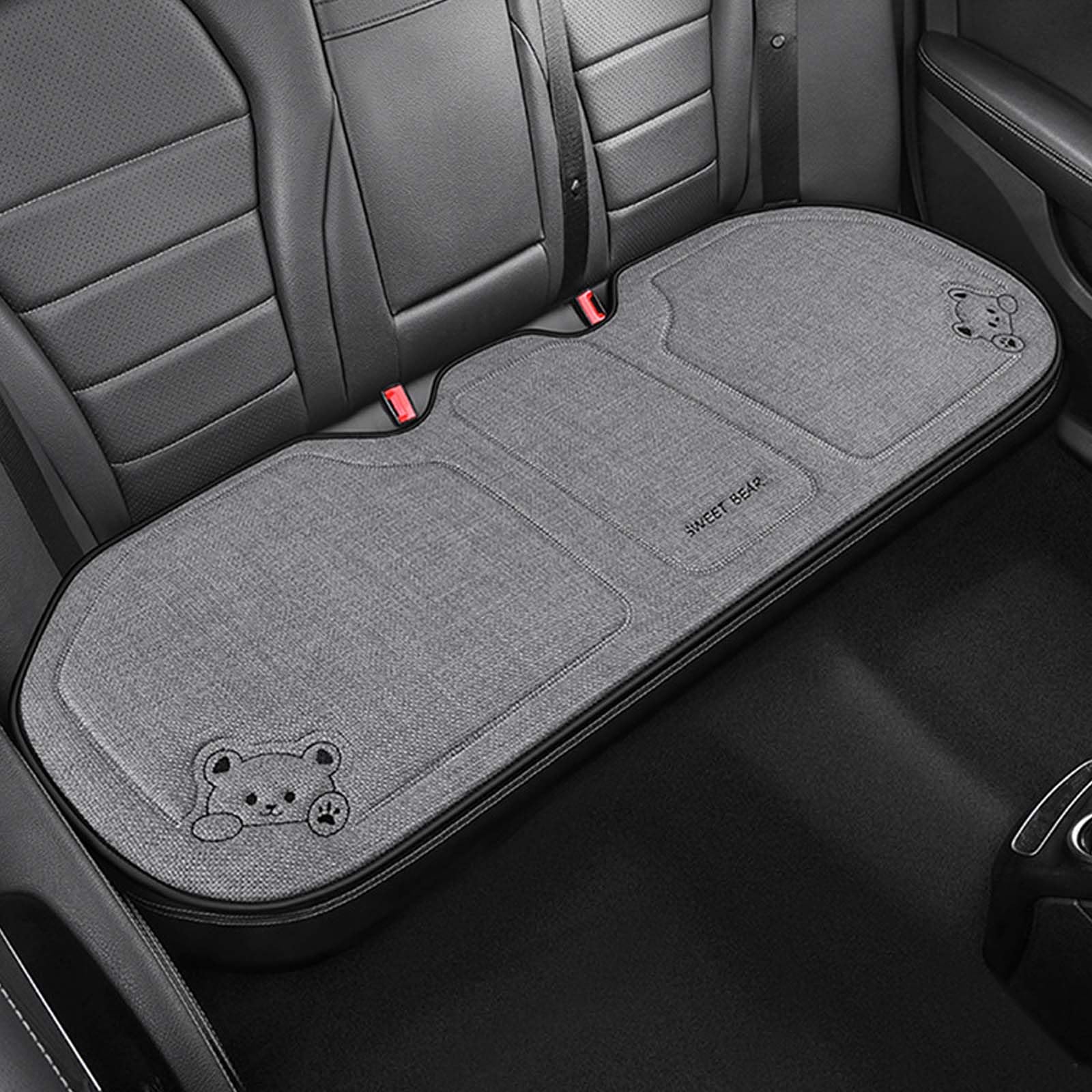 Naapesi Auto Sitzauflagen aus Reinem Leinen, Sitzauflagen Vordersitze, Autositz Auflage mit Cartoon-Bären, Anti Rutsch Sitzkissen Auto Vordersitze, Sitzkissen für Autositz, SUV (Grau,132x50cm)
