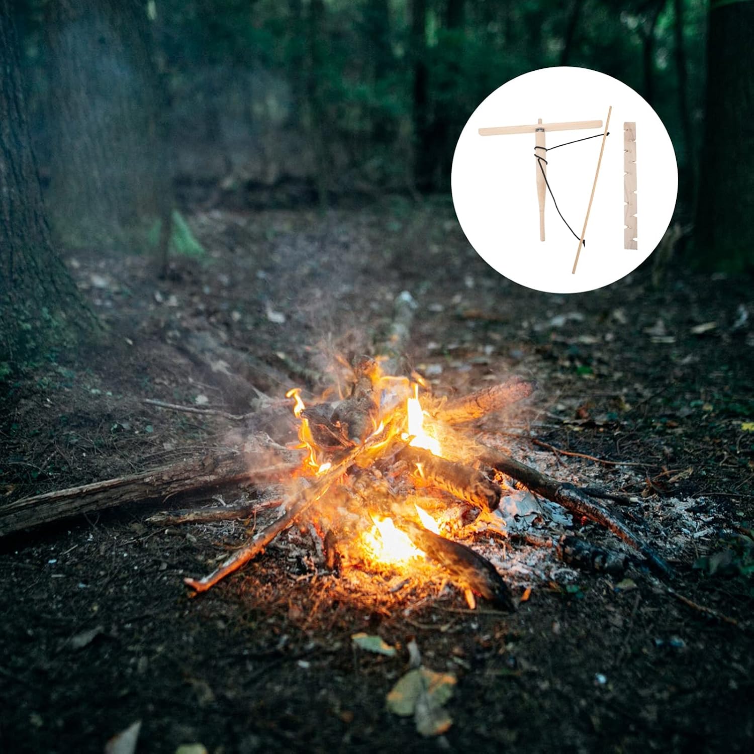 1piece Portable Outdoor Survival Drill Kit Fire Starter Camping Tool Double Drill Natural Friction Firelighter
